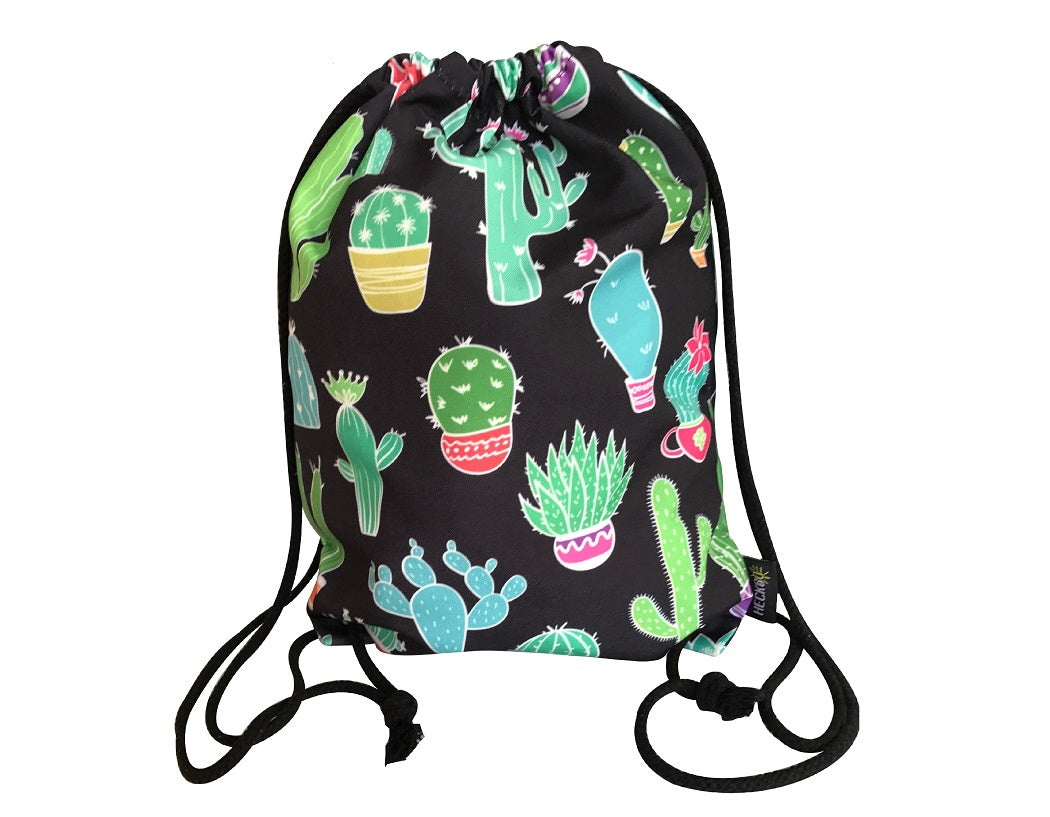 Turnbeutel Kaktus schwarz / beige