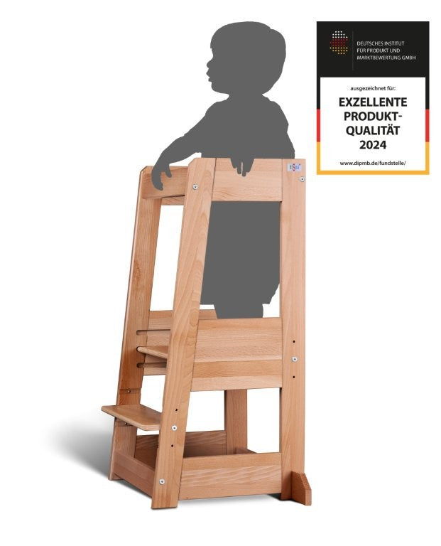 Lernturm Felix - Learning tower - Holz natur | tiSsi® by Schmatzepuffer® "gratis personalisierbar"