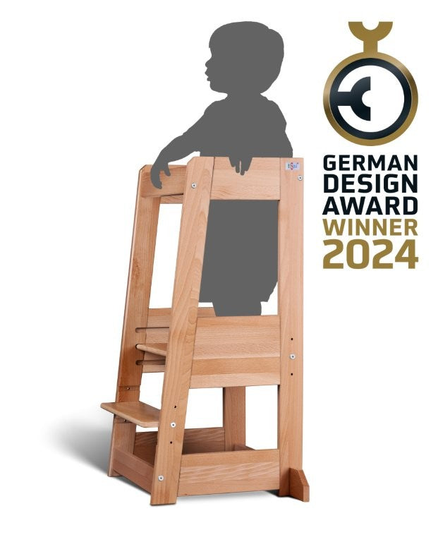 Lernturm Felix - Learning tower - Holz natur | tiSsi® by Schmatzepuffer® "gratis personalisierbar"
