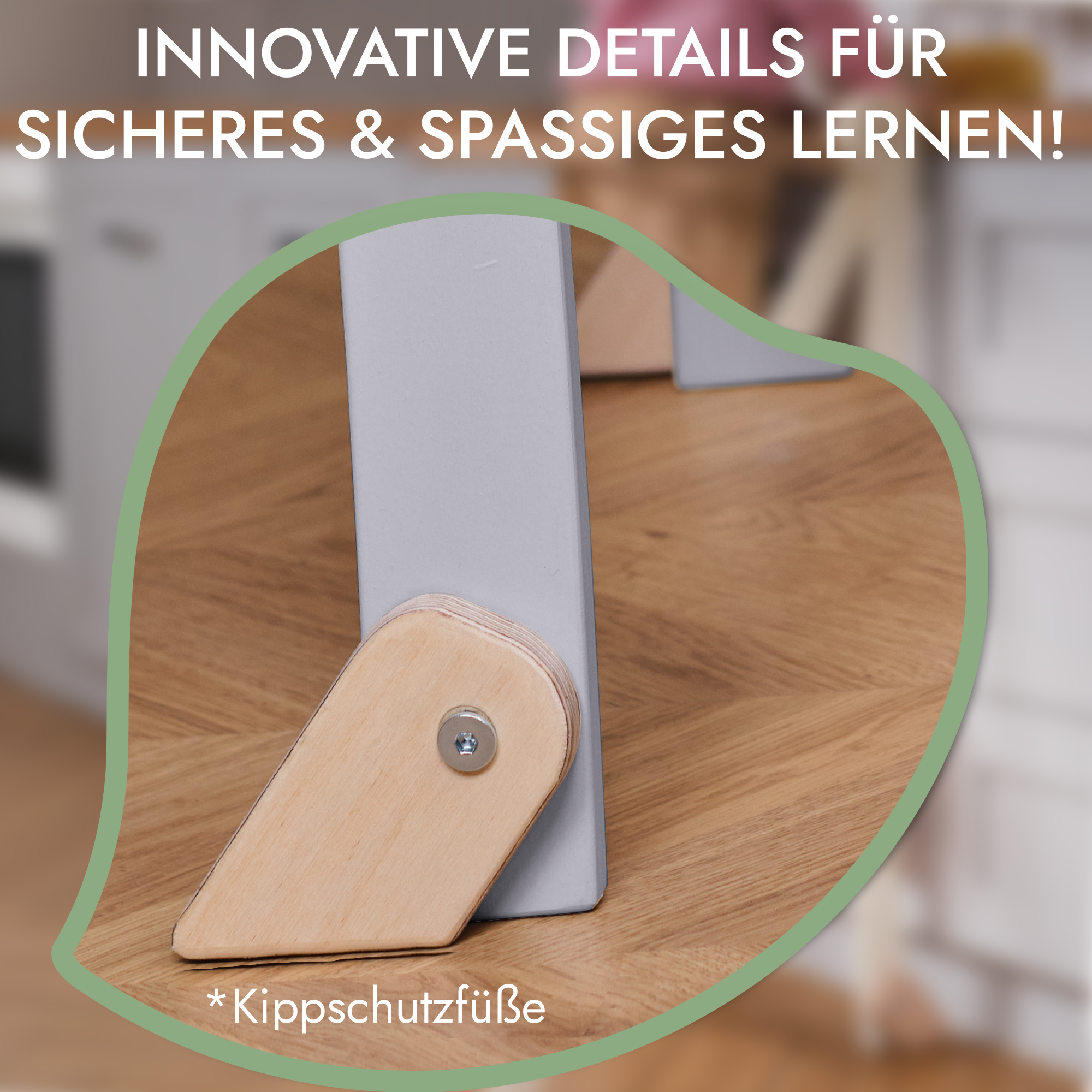 Holz Lernleiter Montessori: Hocker für Kinder - Grau