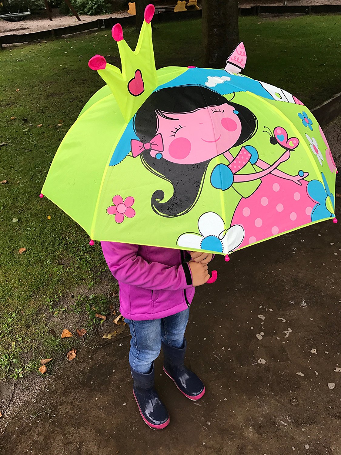 Regenschirm Prinzessin grün/gelb