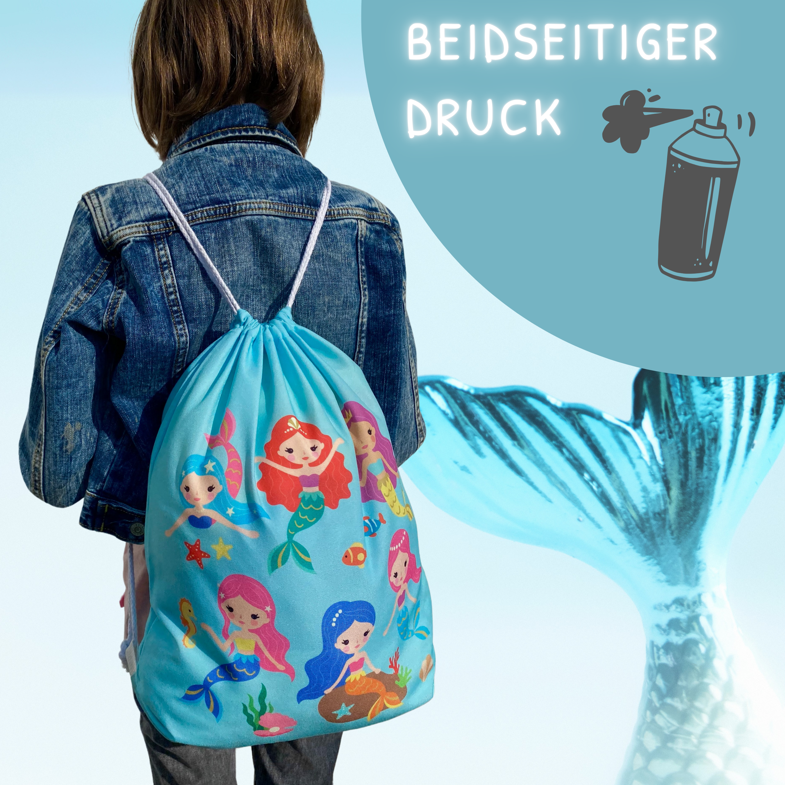 Turnbeutel Meerjungfrau türkis