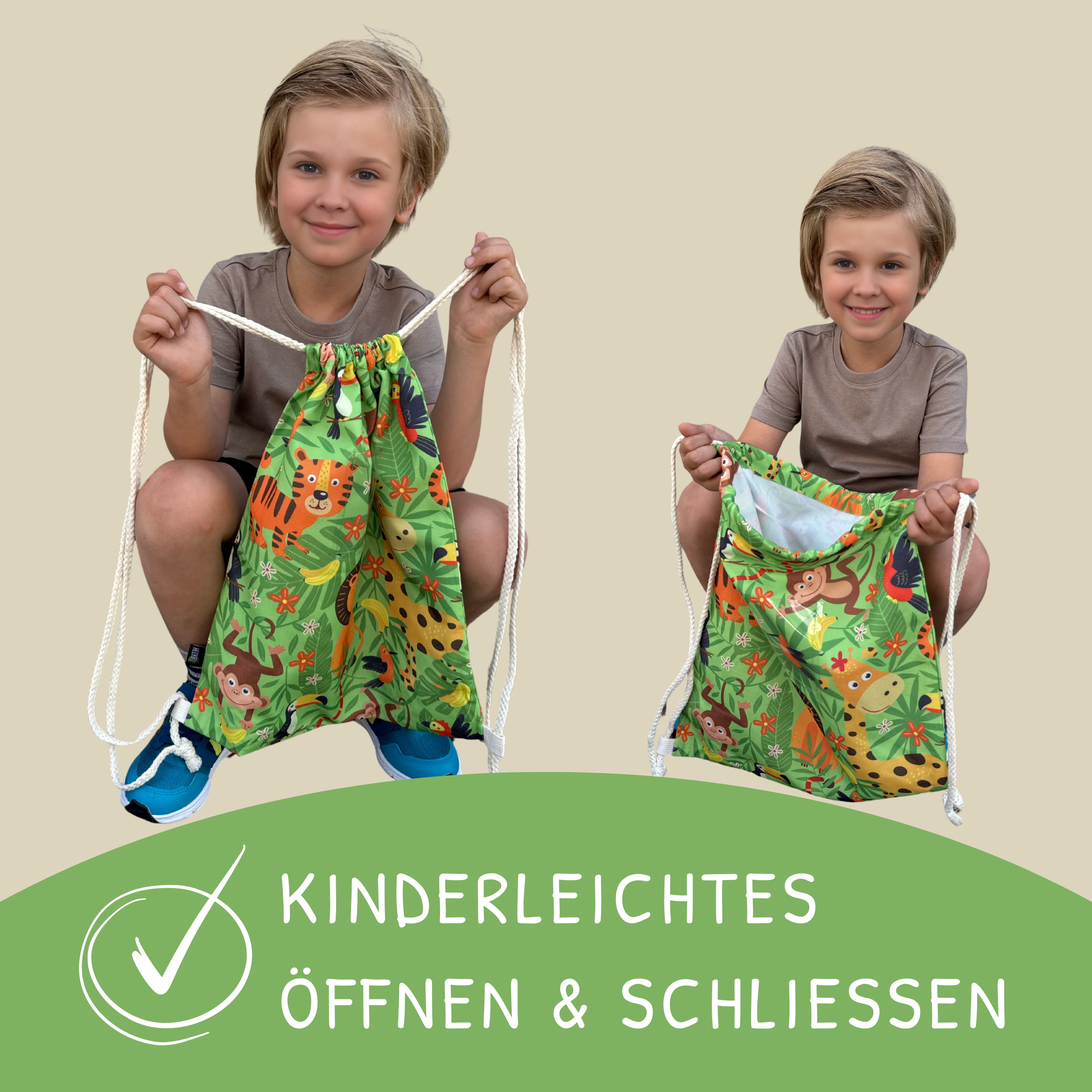 Kinder Turnbeutel Dschungel mit Fenster