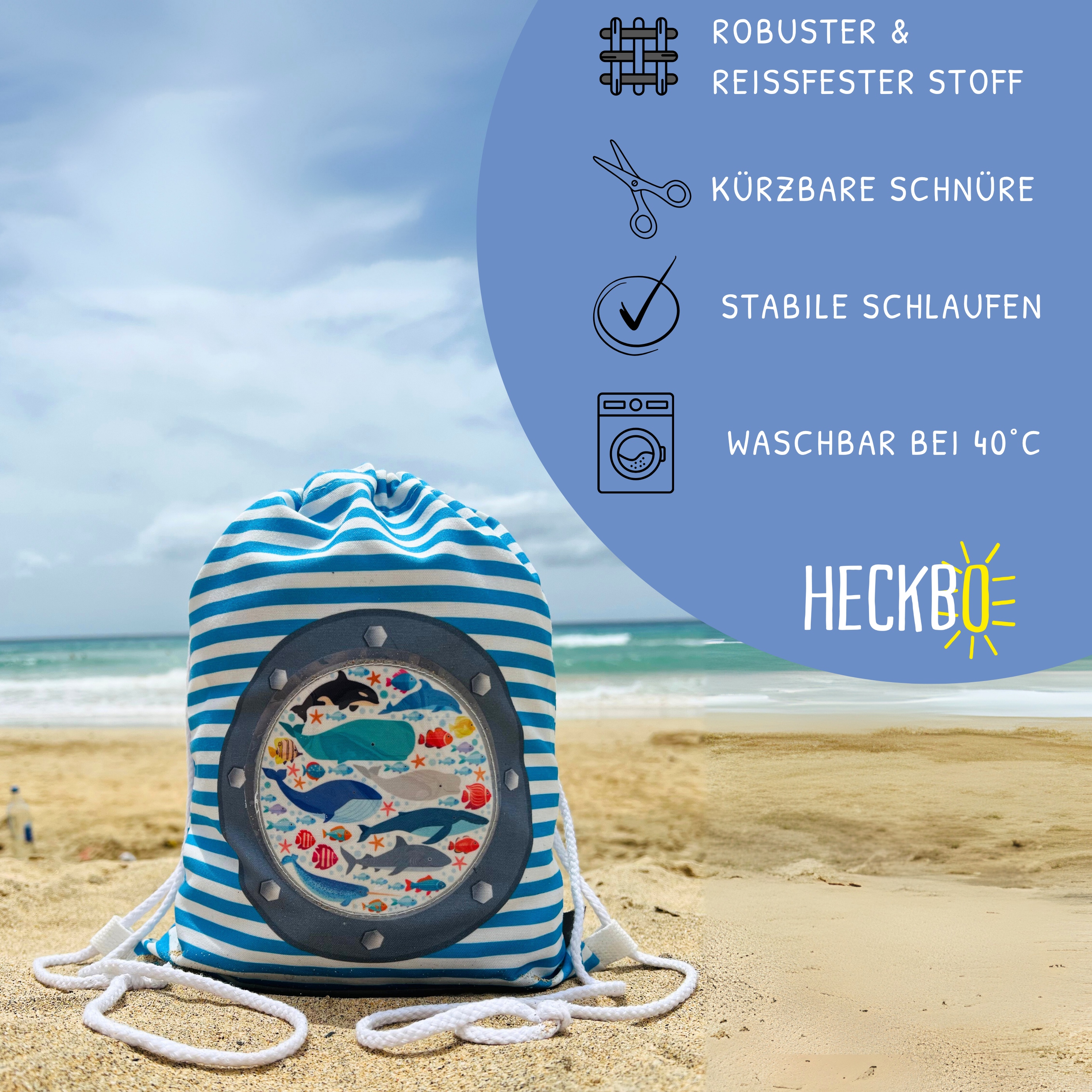 Kinder Turnbeutel Fisch mit Sichtfenster