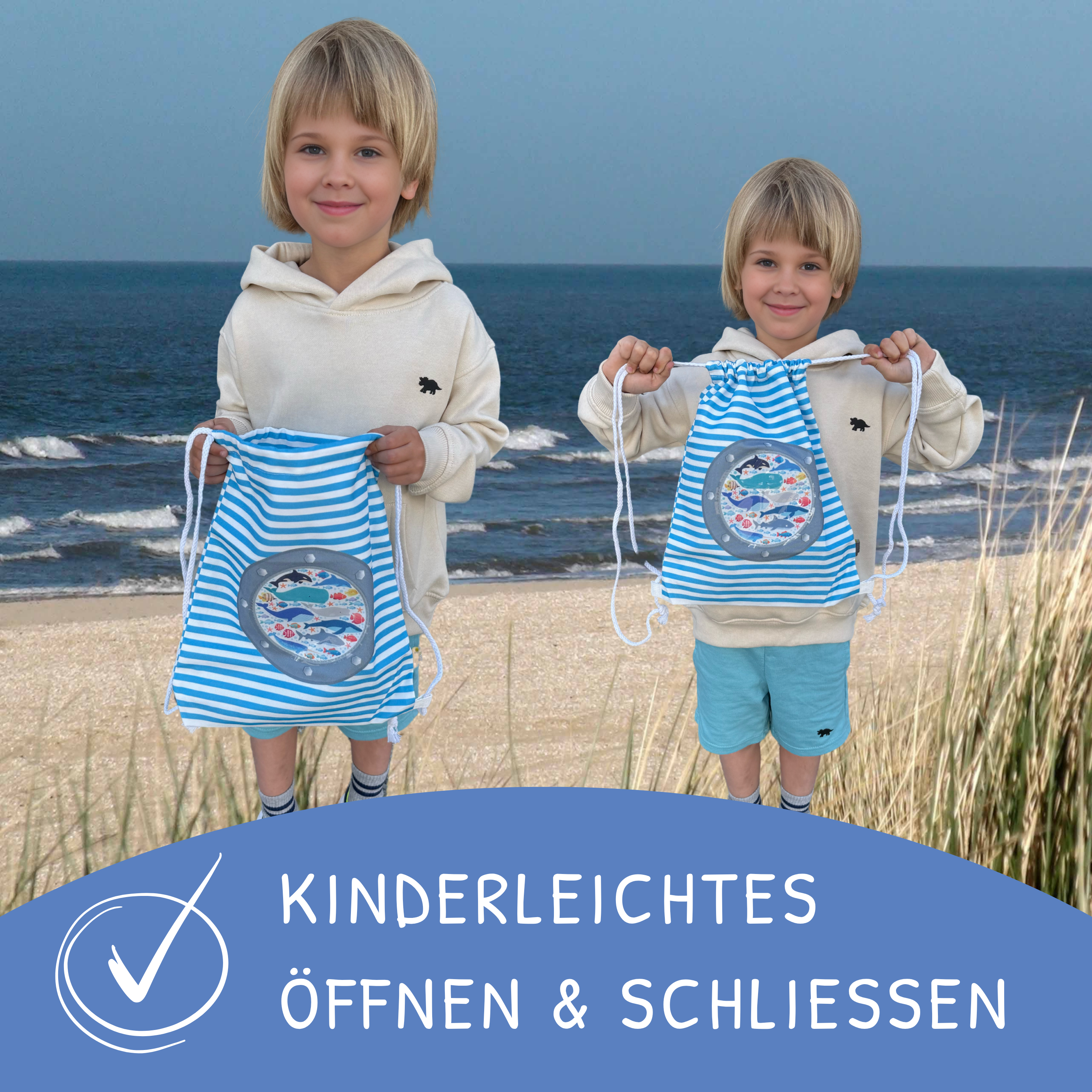 Kinder Turnbeutel Fisch mit Sichtfenster