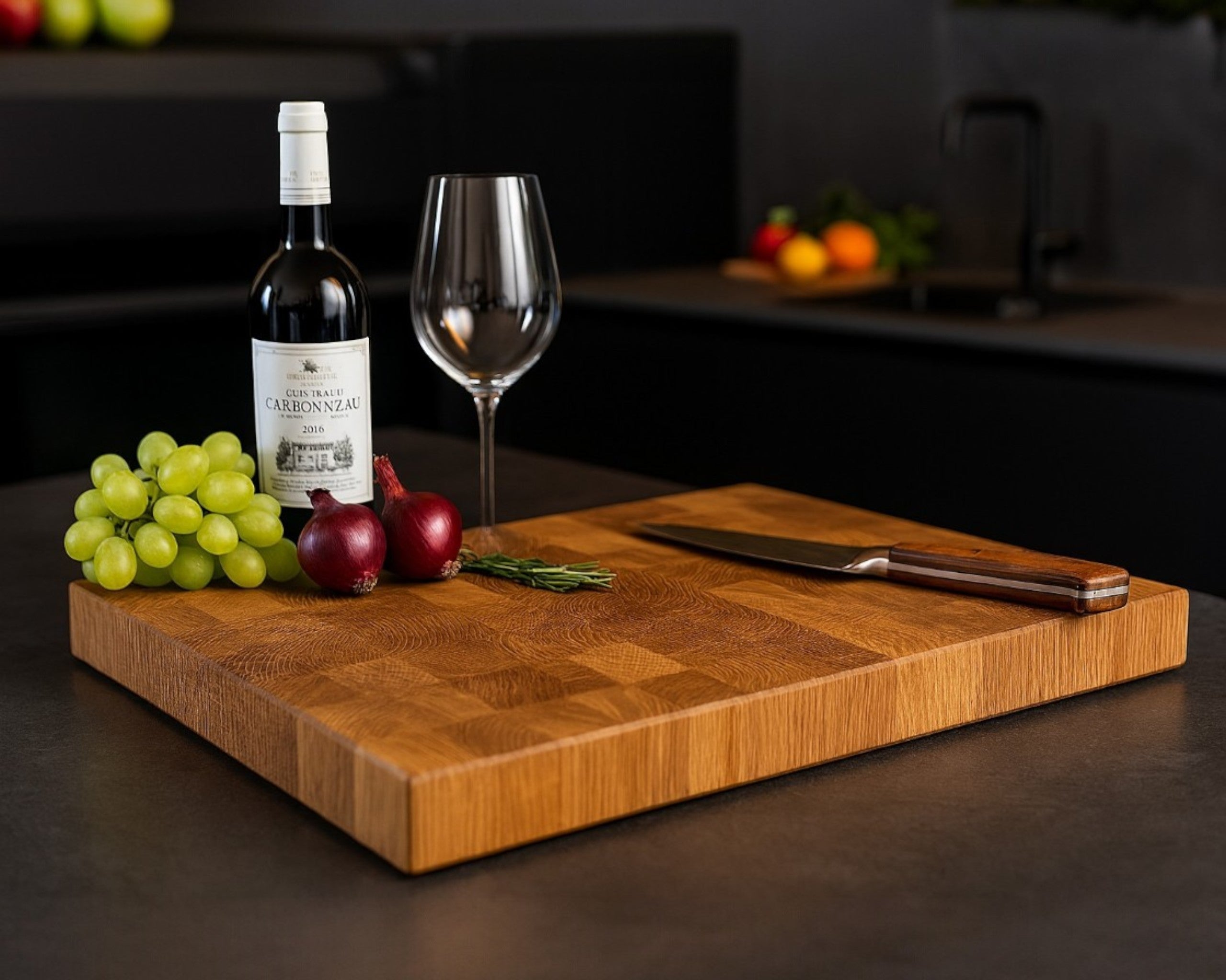 Eichenholz Stirnholz Schneidebrett in Handarbeit