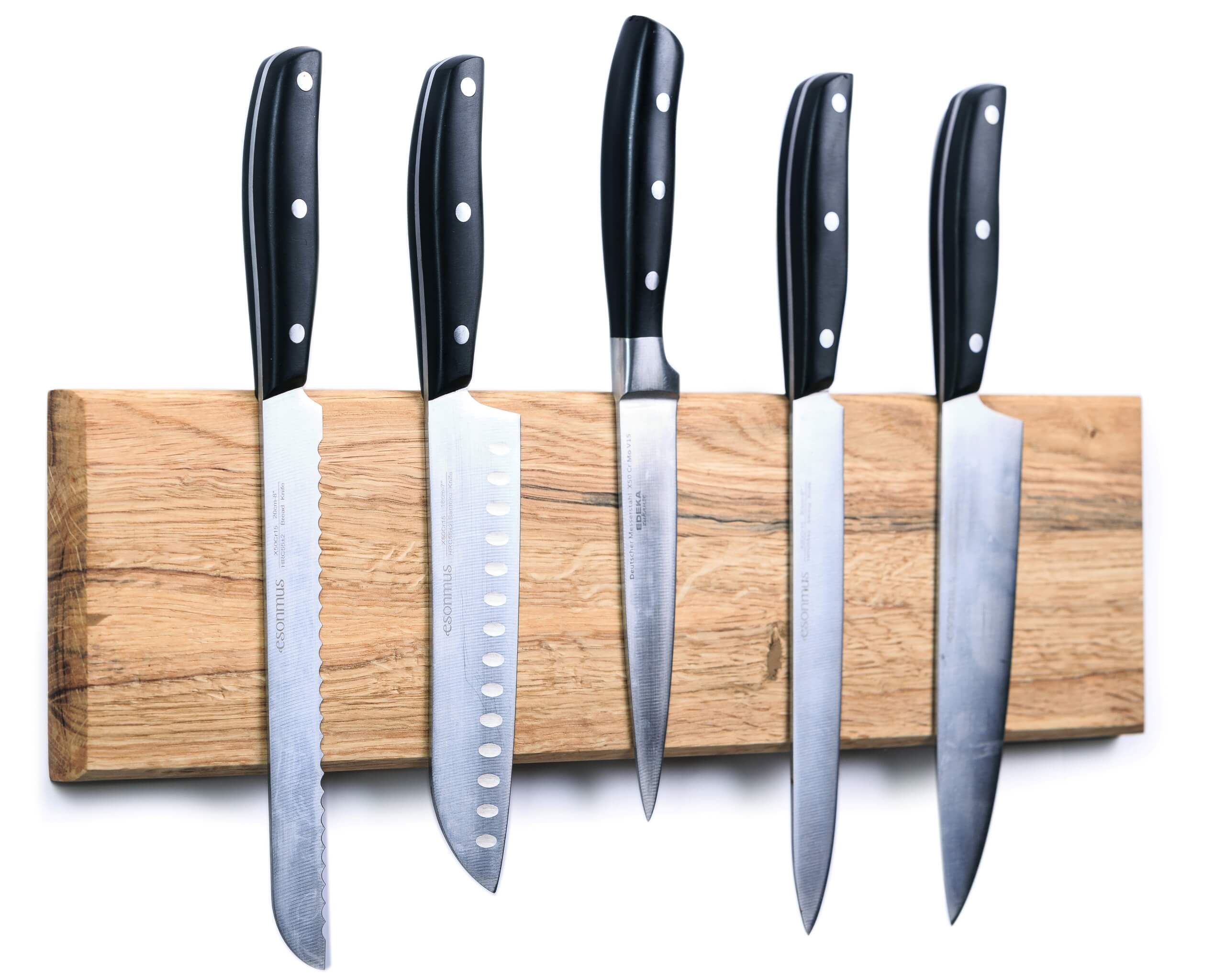 Magnetische Messerleiste aus massivem Eichenholz in Handarbeit