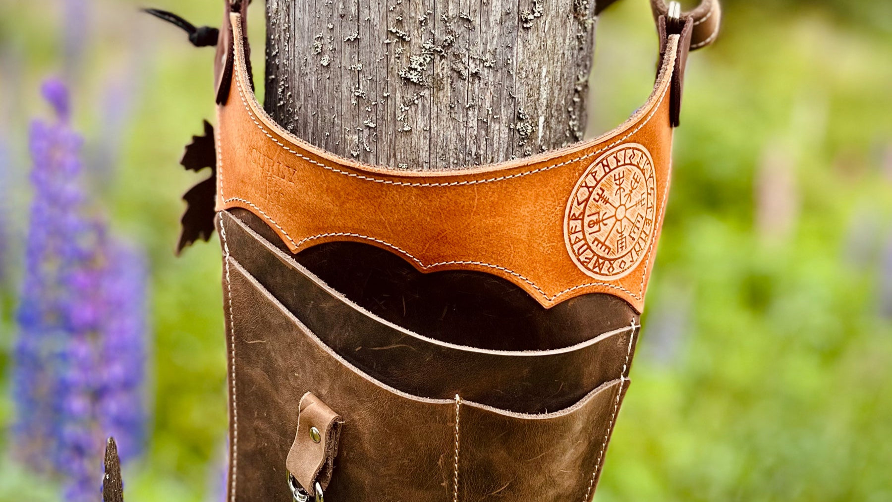 Gartengürtel Leder Vegvísir | Werkzeugtasche für Garten & Natur / Werkzeuggürtel