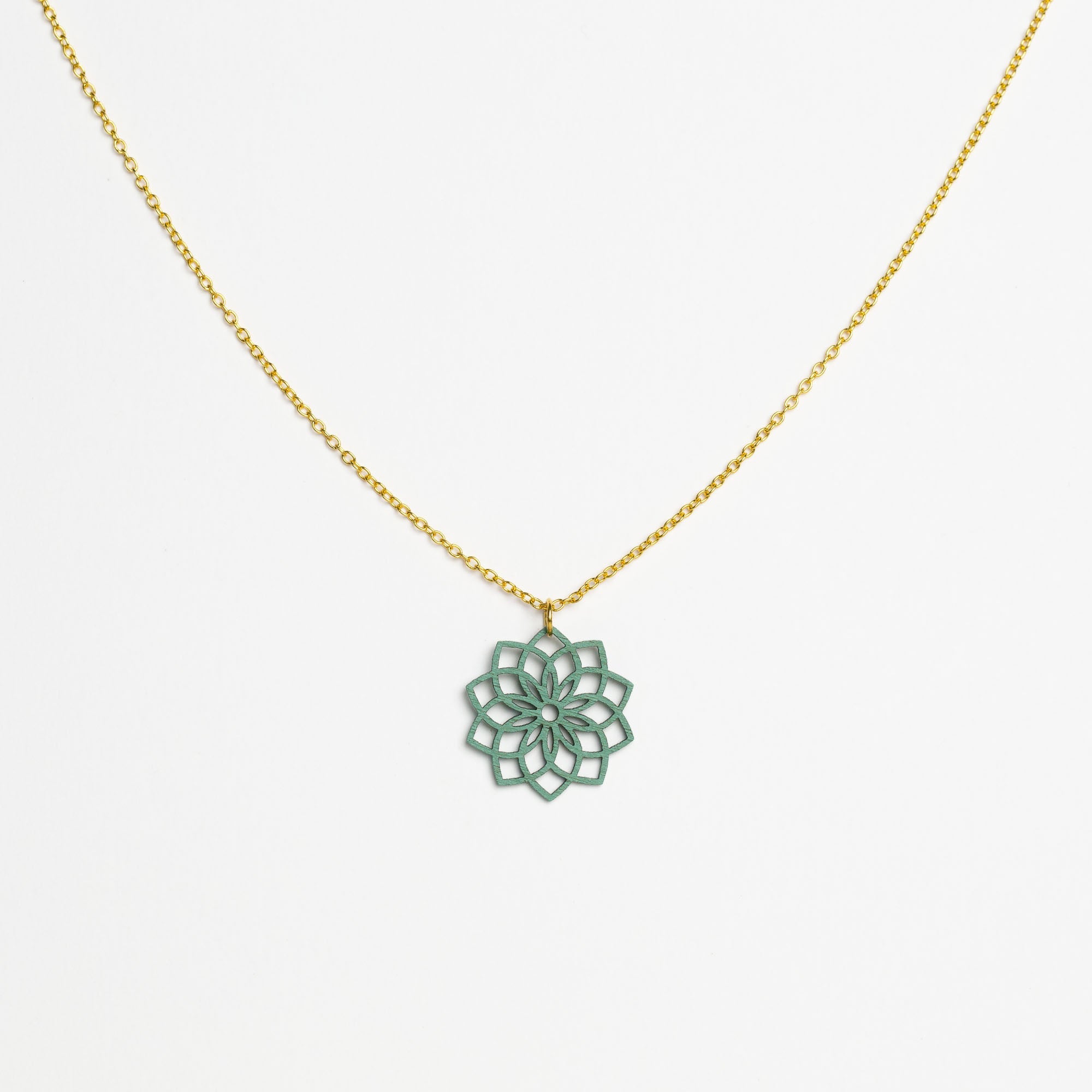 Halskette mit Holzanhänger - 'Mandala'