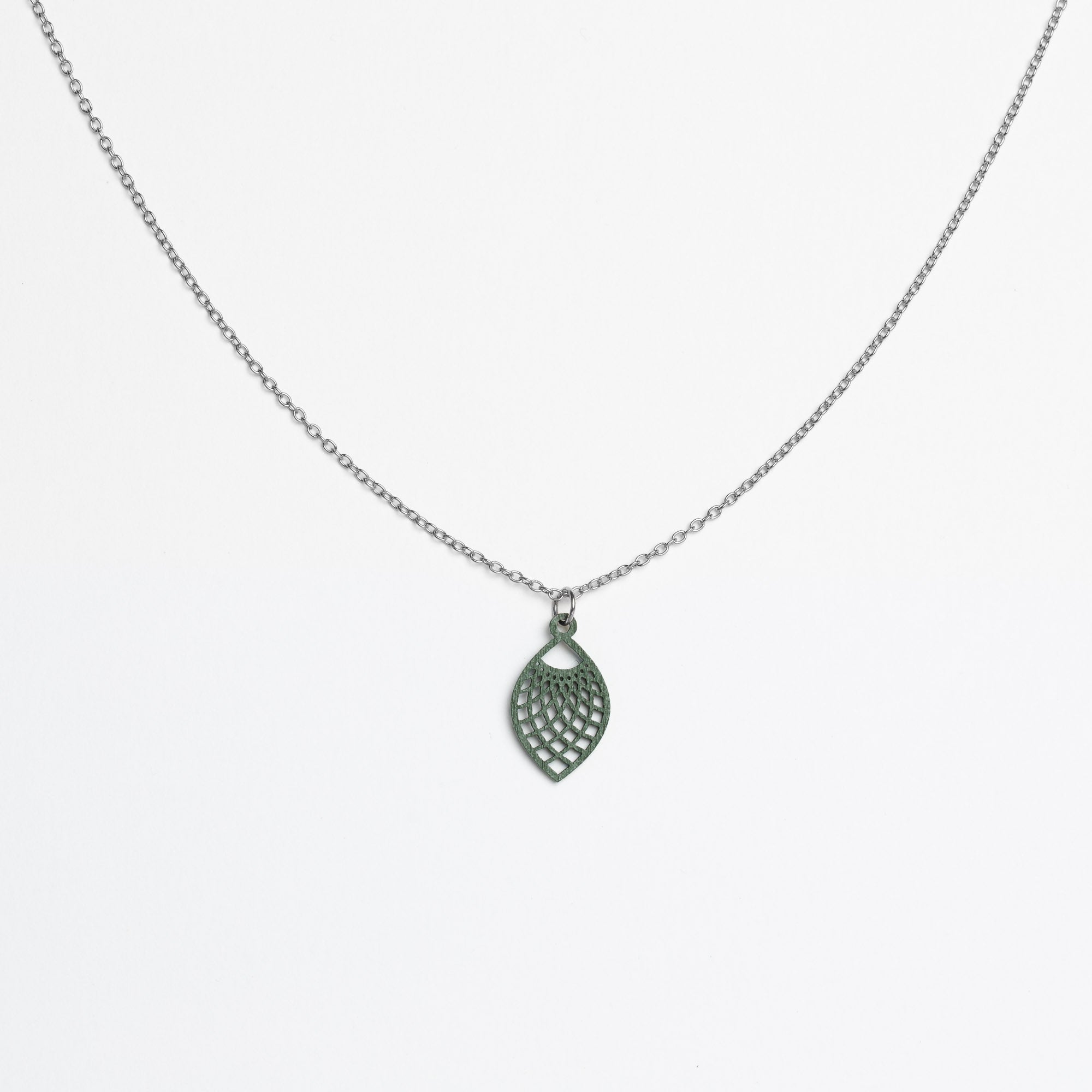 Halskette mit Holzanhänger - 'Leaf'