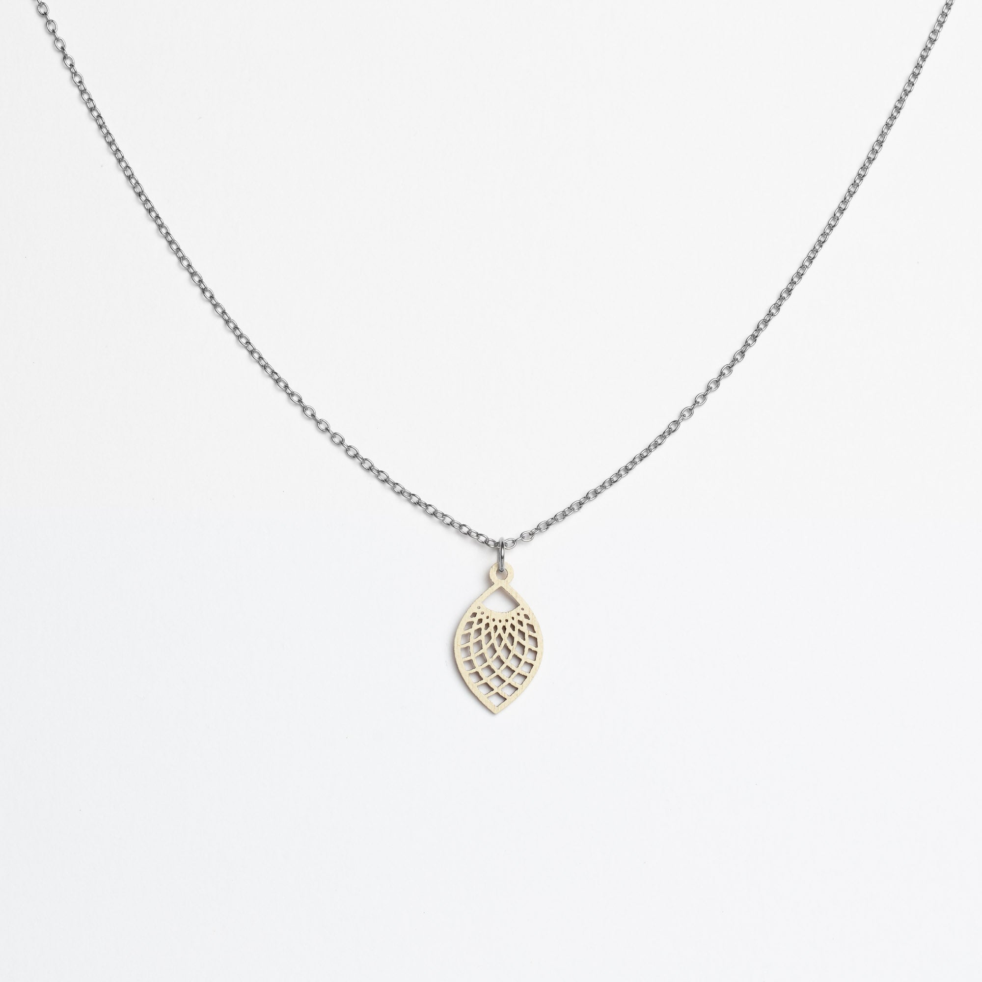 Halskette mit Holzanhänger - 'Leaf'