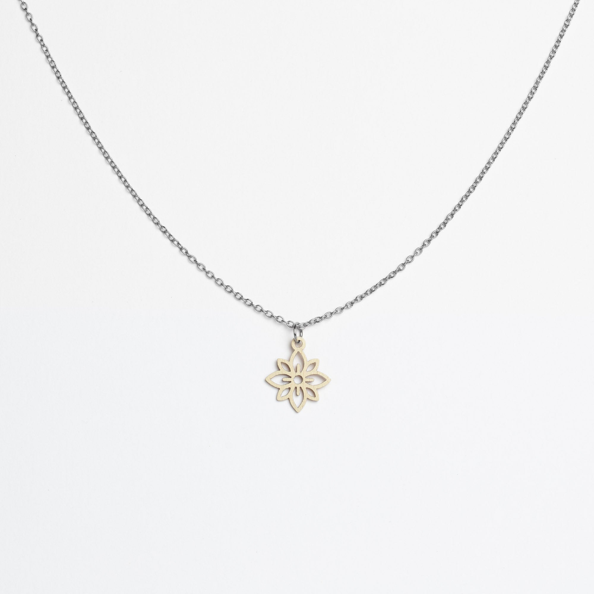 Halskette mit Holzanhänger - 'Flower mini'