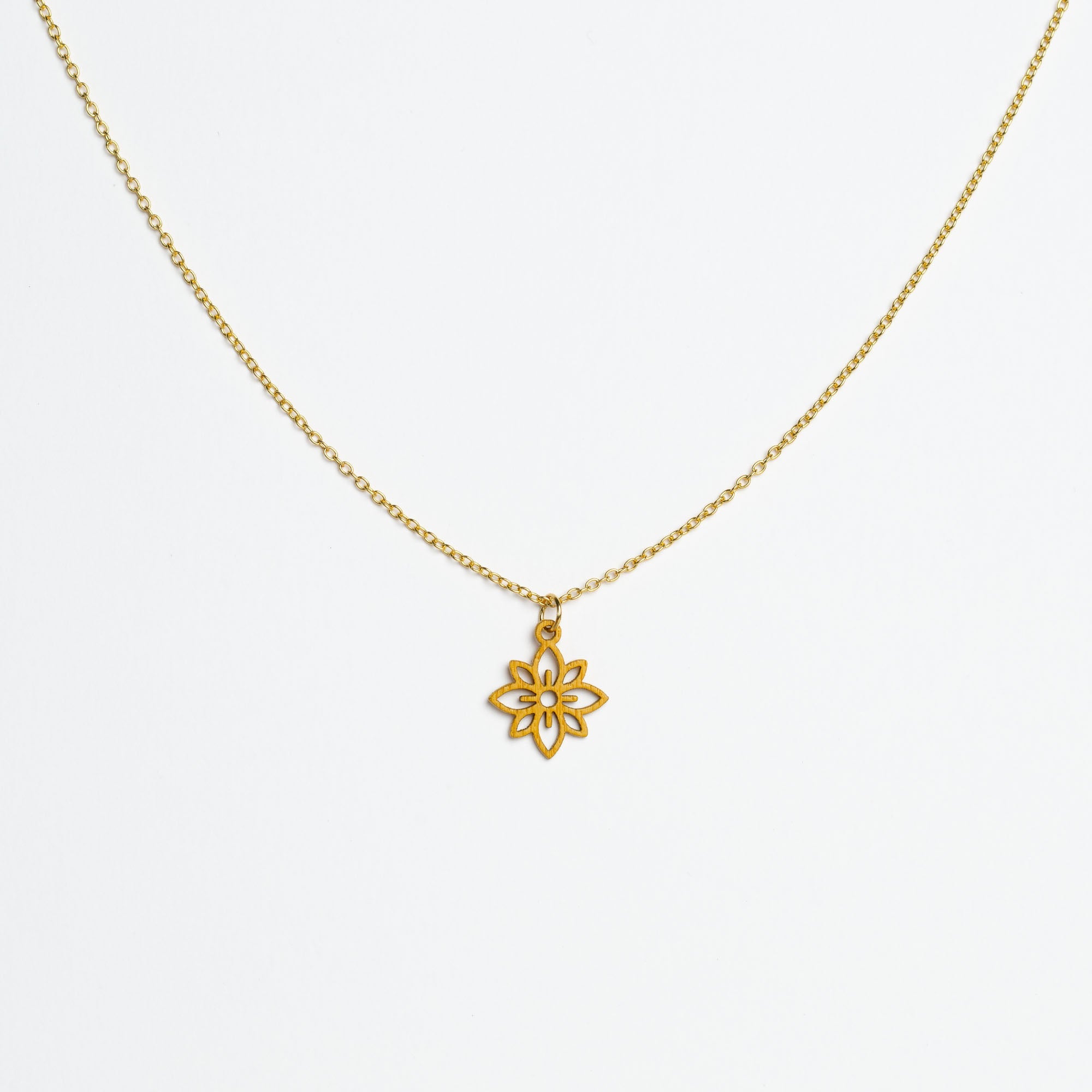 Halskette mit Holzanhänger - 'Flower mini'