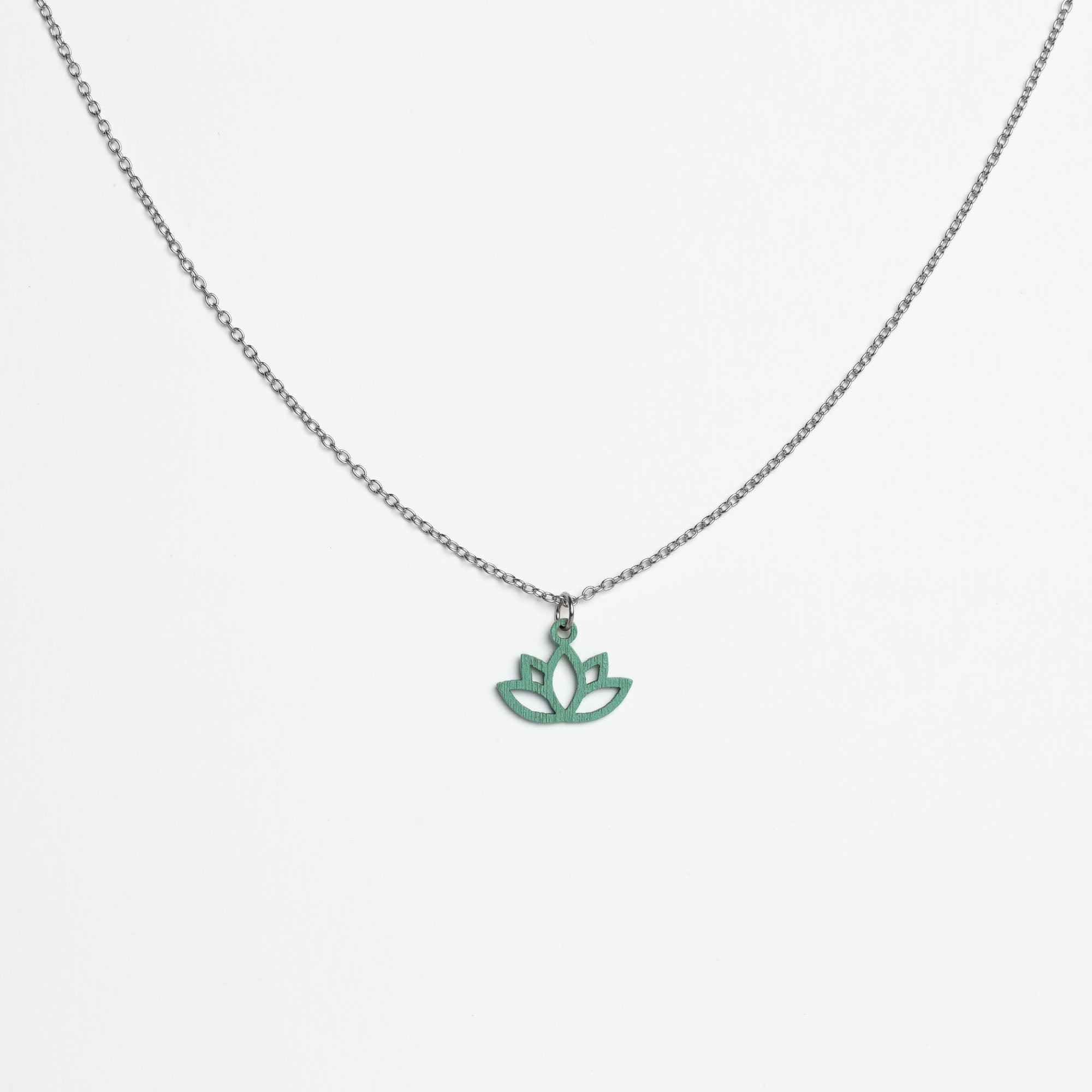 Halskette mit Holzanhänger - 'Lotus'