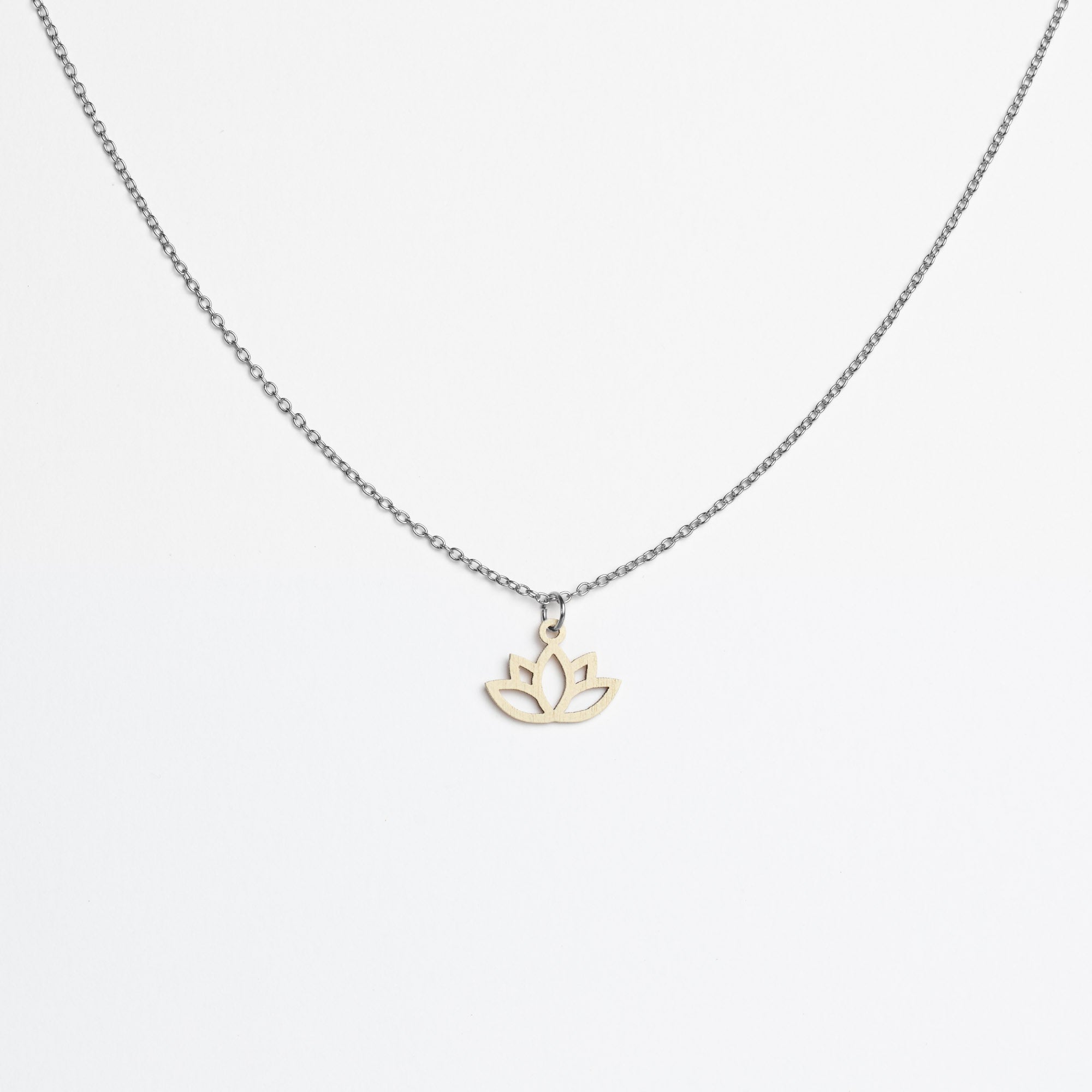 Halskette mit Holzanhänger - 'Lotus'