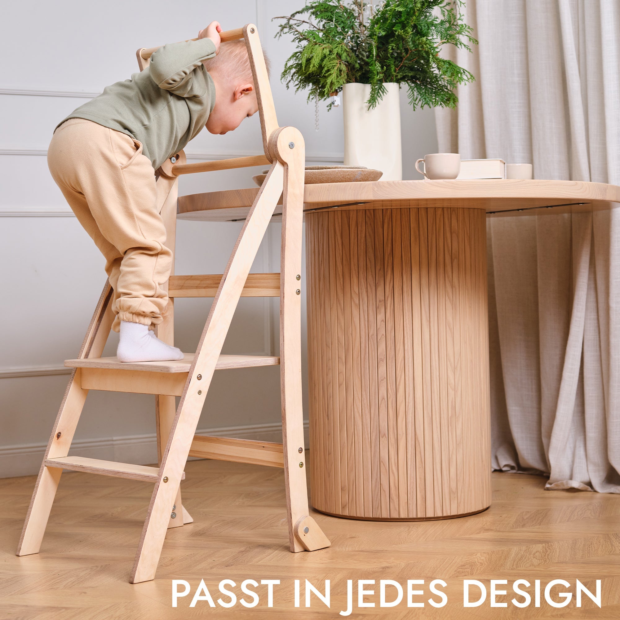 Holz Lernleiter Montessori: Hocker für Kinder - Beige