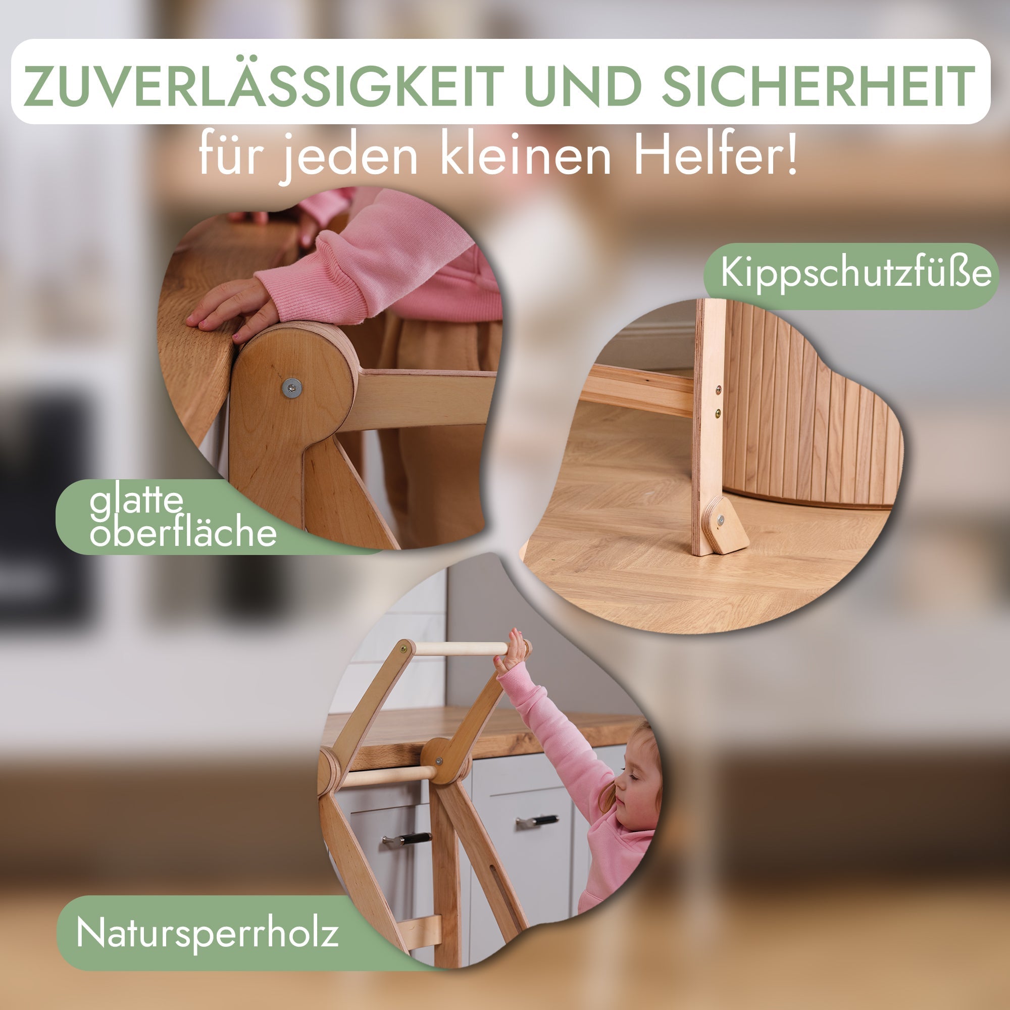 Holz Lernleiter Montessori: Hocker für Kinder - Beige