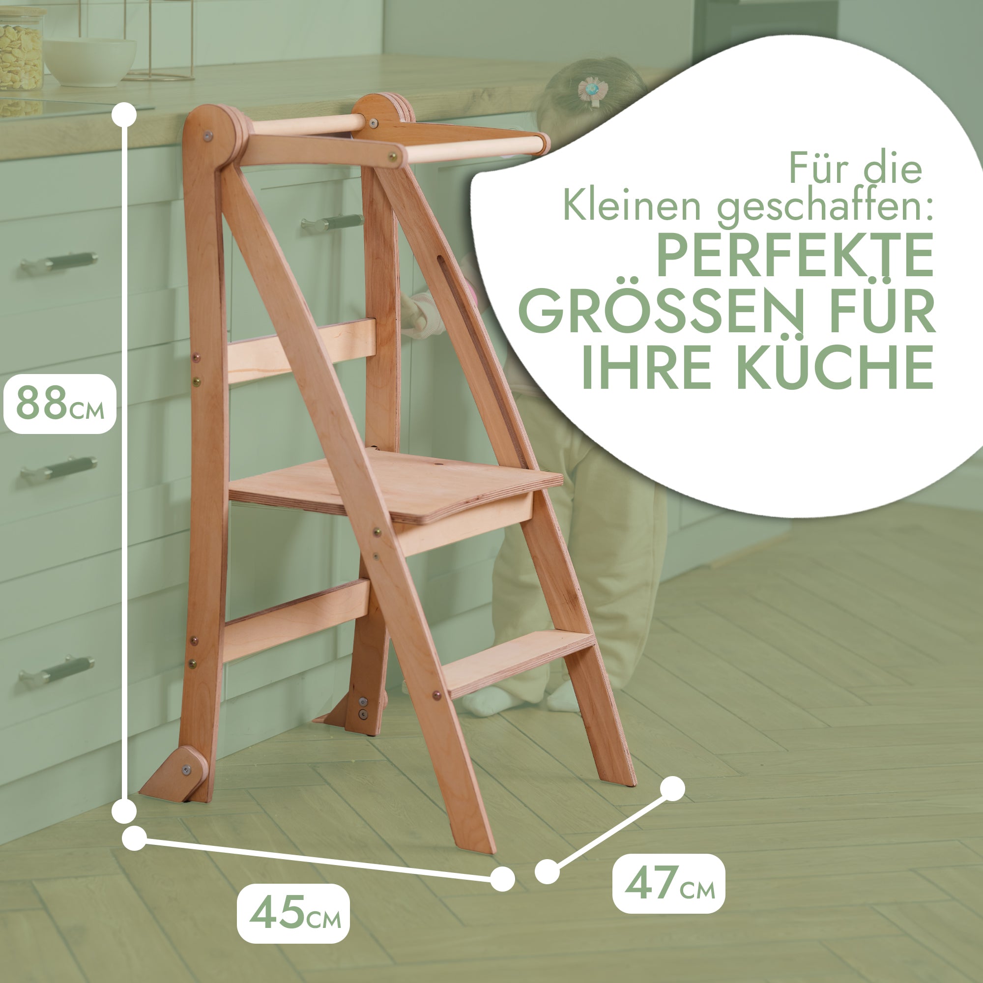 Holz Lernleiter Montessori: Hocker für Kinder - Beige