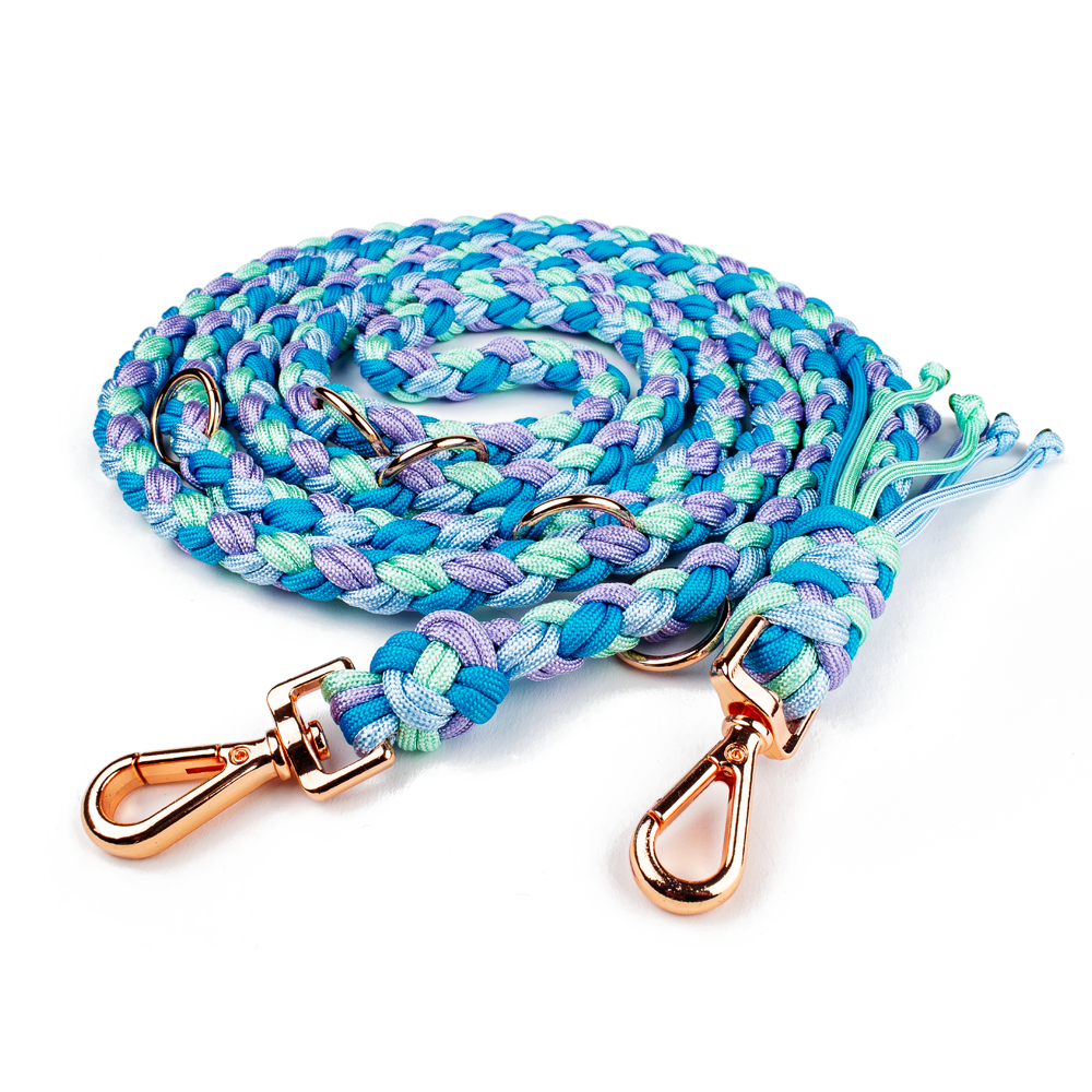 Verstellbare Führleine Tierluxe Snowy Blau Handgemacht Paracord Hundeleine