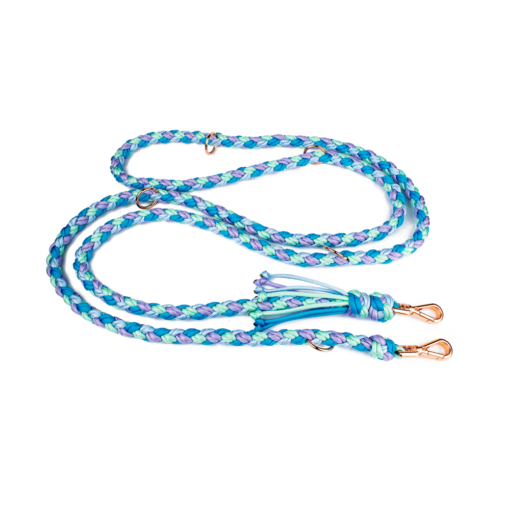 Verstellbare Führleine Tierluxe Snowy Blau Handgemacht Paracord Hundeleine