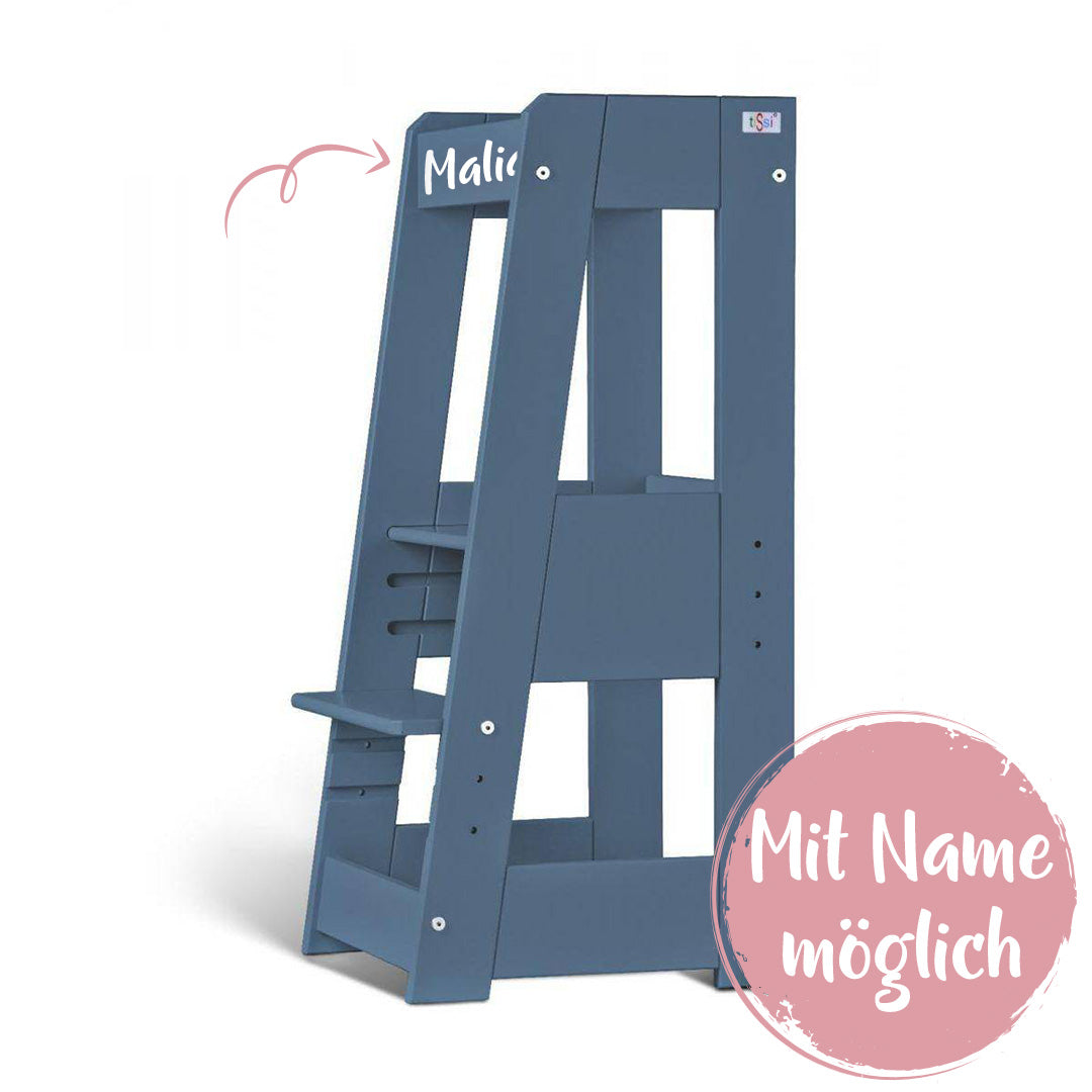Lernturm Felix - Learning tower - blau | tiSsi® by Schmatzepuffer® "gratis personalisierbar"