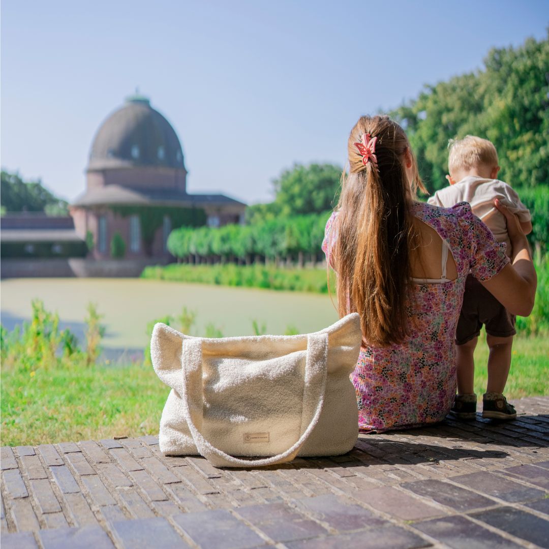 Shopper Mom Bag Boucle Teddystoff- Ideal für den Alltag, Kinderwagen, Cross Shoulder