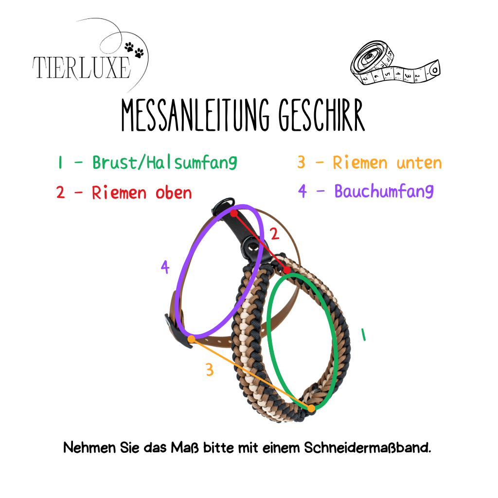 Hundegeschirr Pinscher Tierluxe, Paracord, Biothane