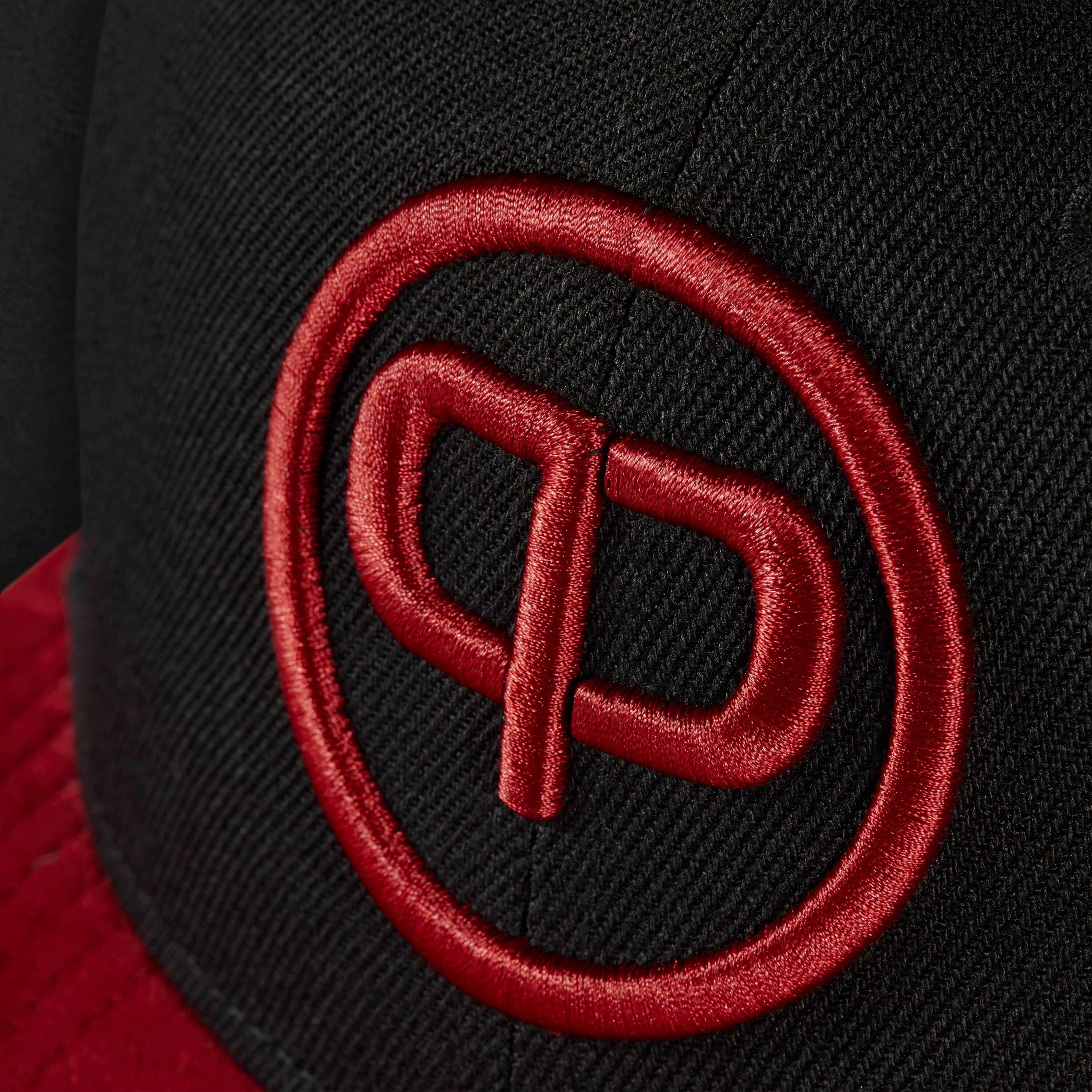Snapback Cap - Black & Red-Suede
