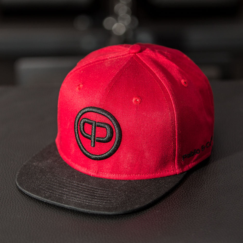 Snapback Cap - Burgundy on Black