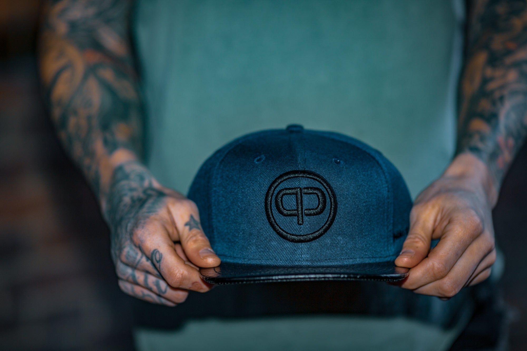 Leathersnap Cap - Navy Blue & Black