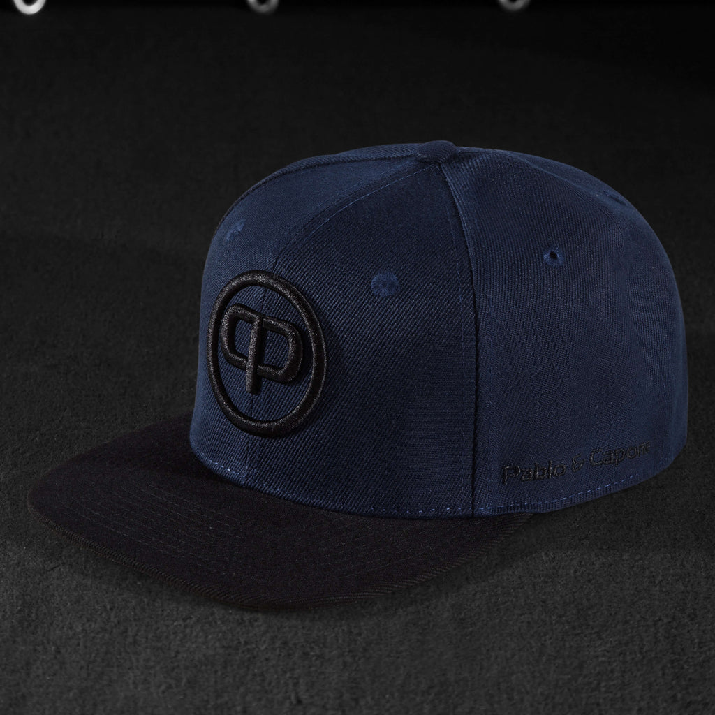 Snapback Cap - Navy Blue on Black