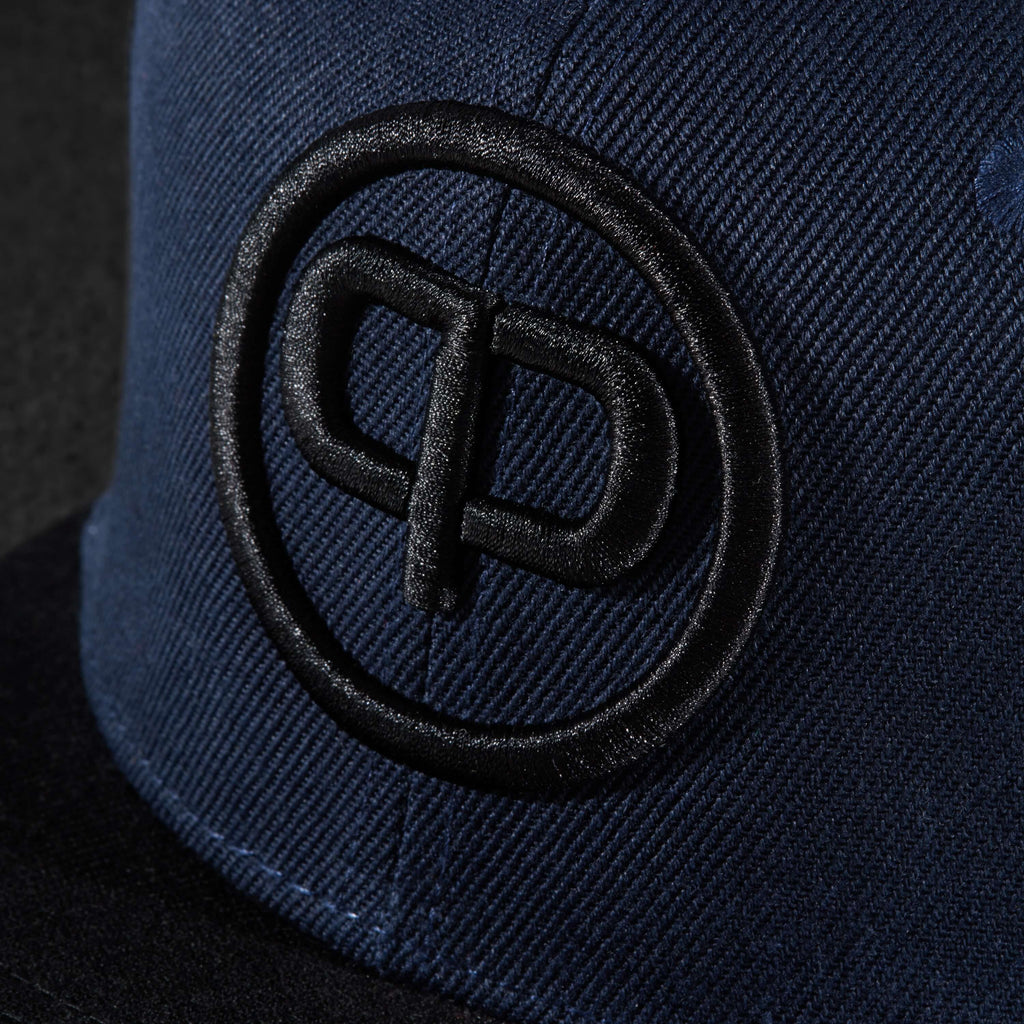 Snapback Cap - Navy Blue on Black