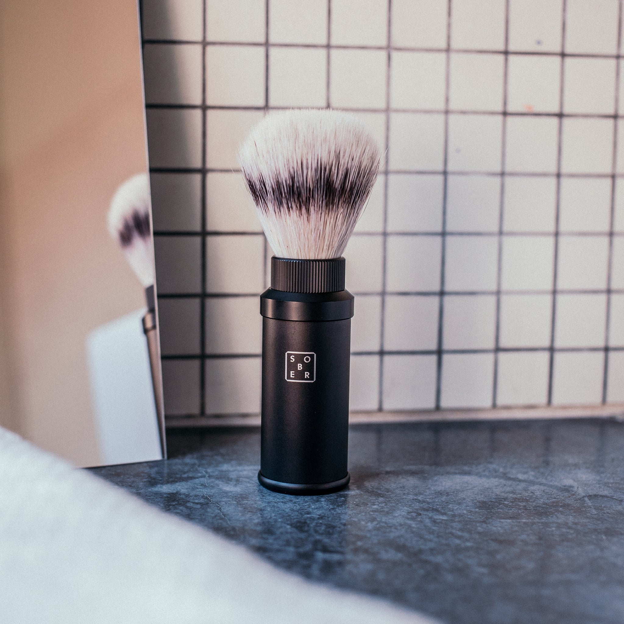 Rasierpinsel Aluminium schwarz