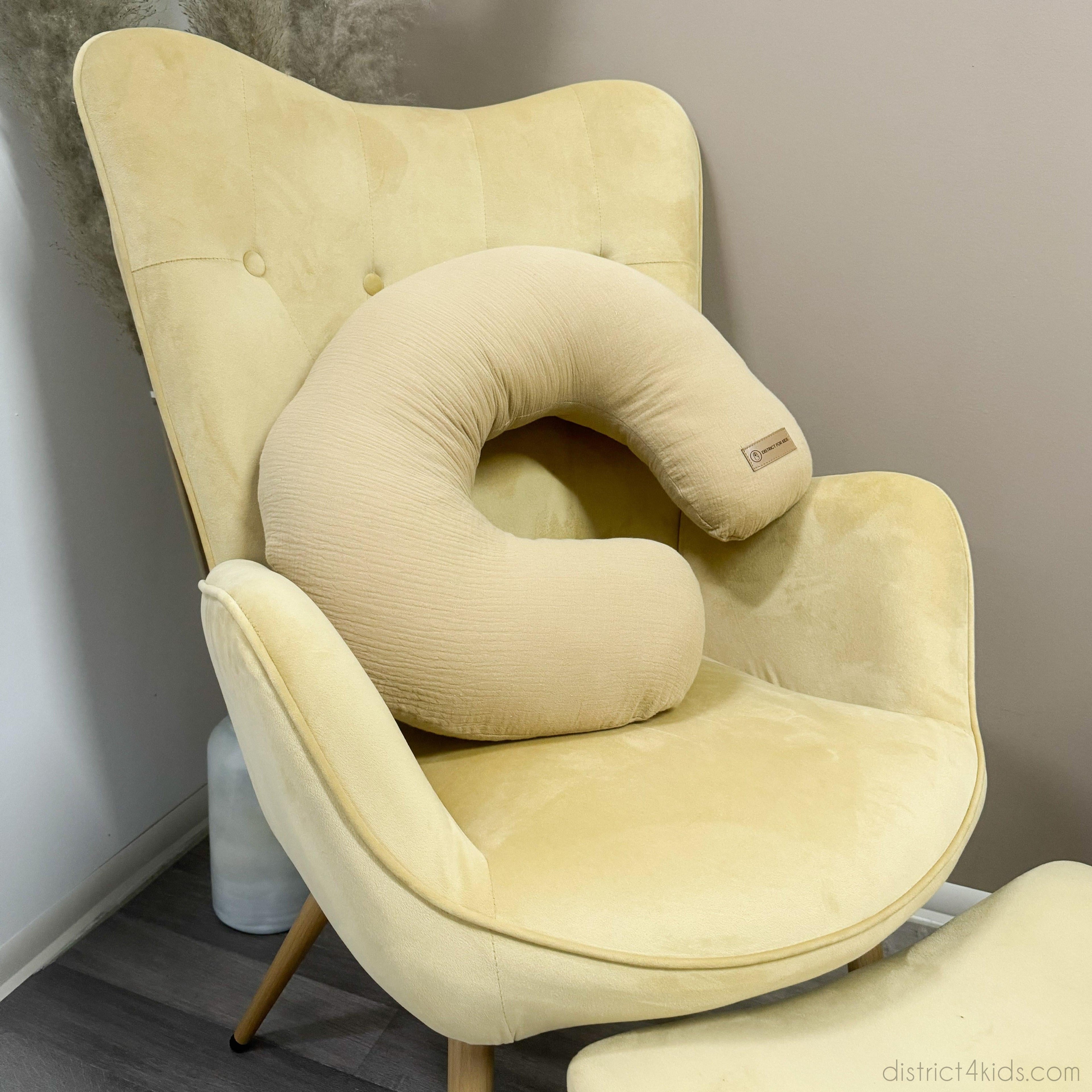 Stillkissen U-Form Musselin mit abnehmbaren Bezug – ergonomisches Mondstillkissen