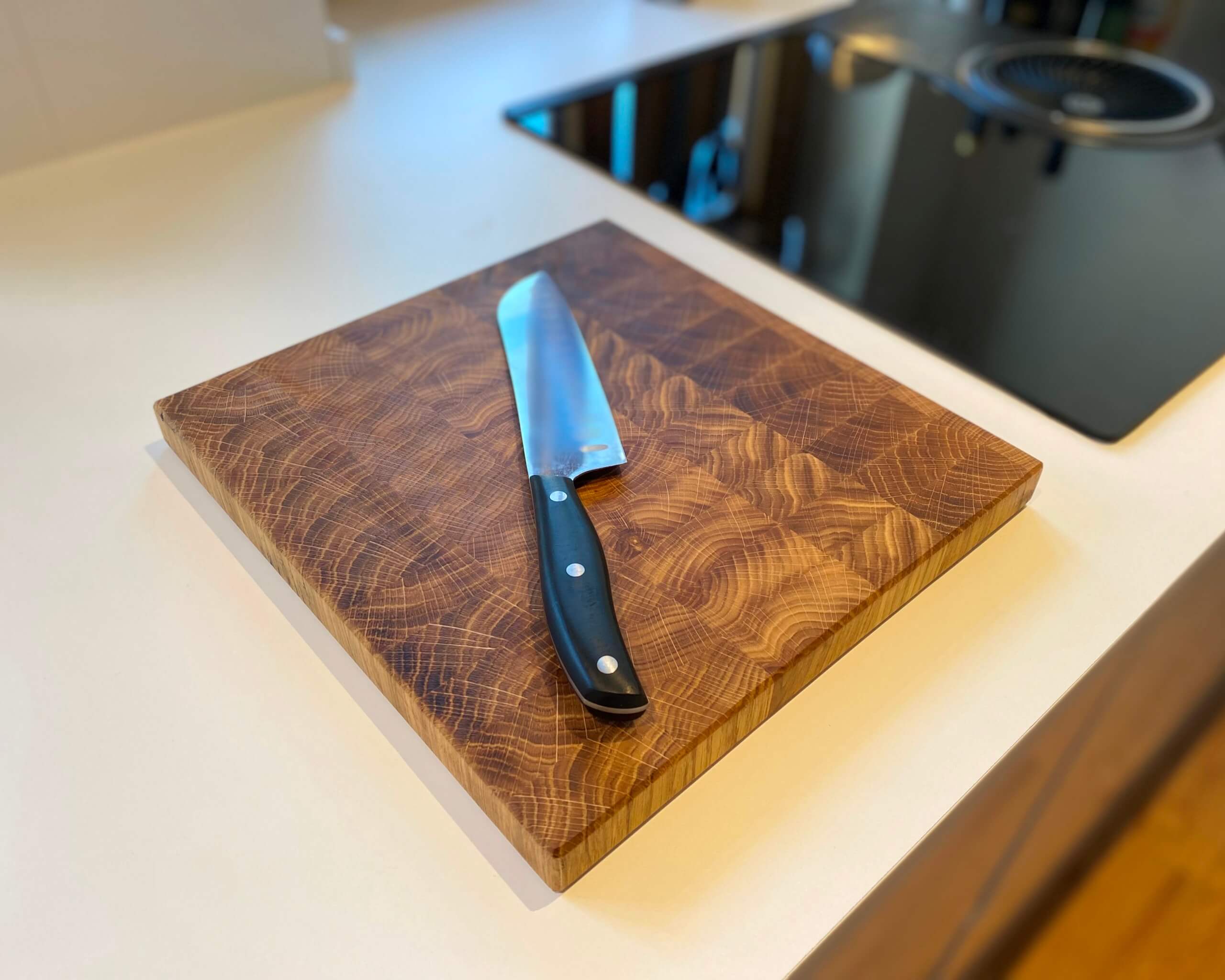 Eichenholz Stirnholz Schneidebrett in Handarbeit