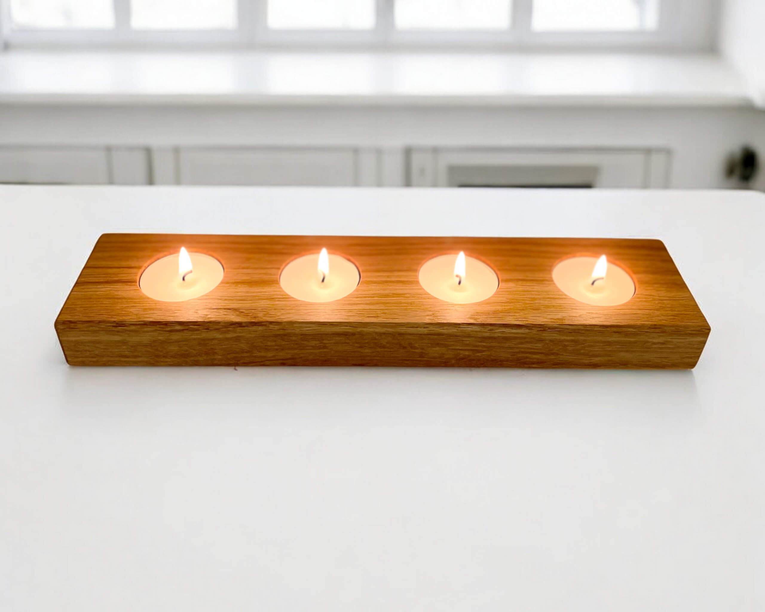 Teelichthalter aus massivem Eichenholz - Kerzenhalter in Handarbeit