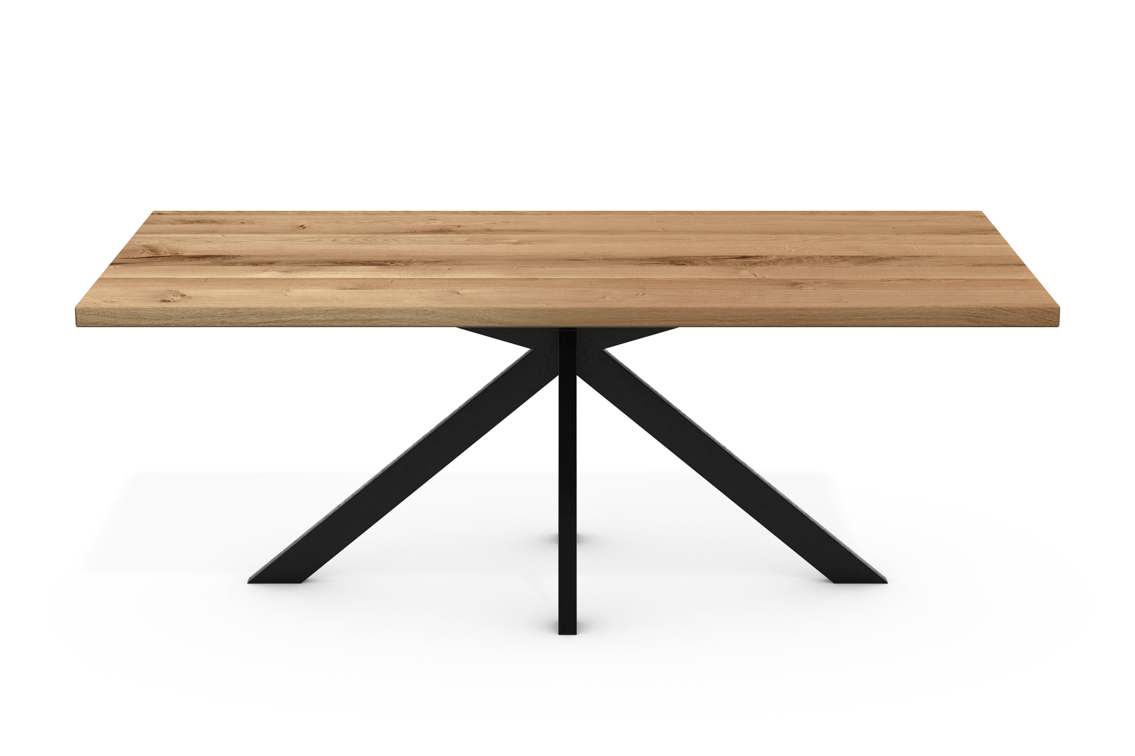 Esstisch Leeds Spider Gestell Eiche wildeiche massiv mit gerader Kante geölt