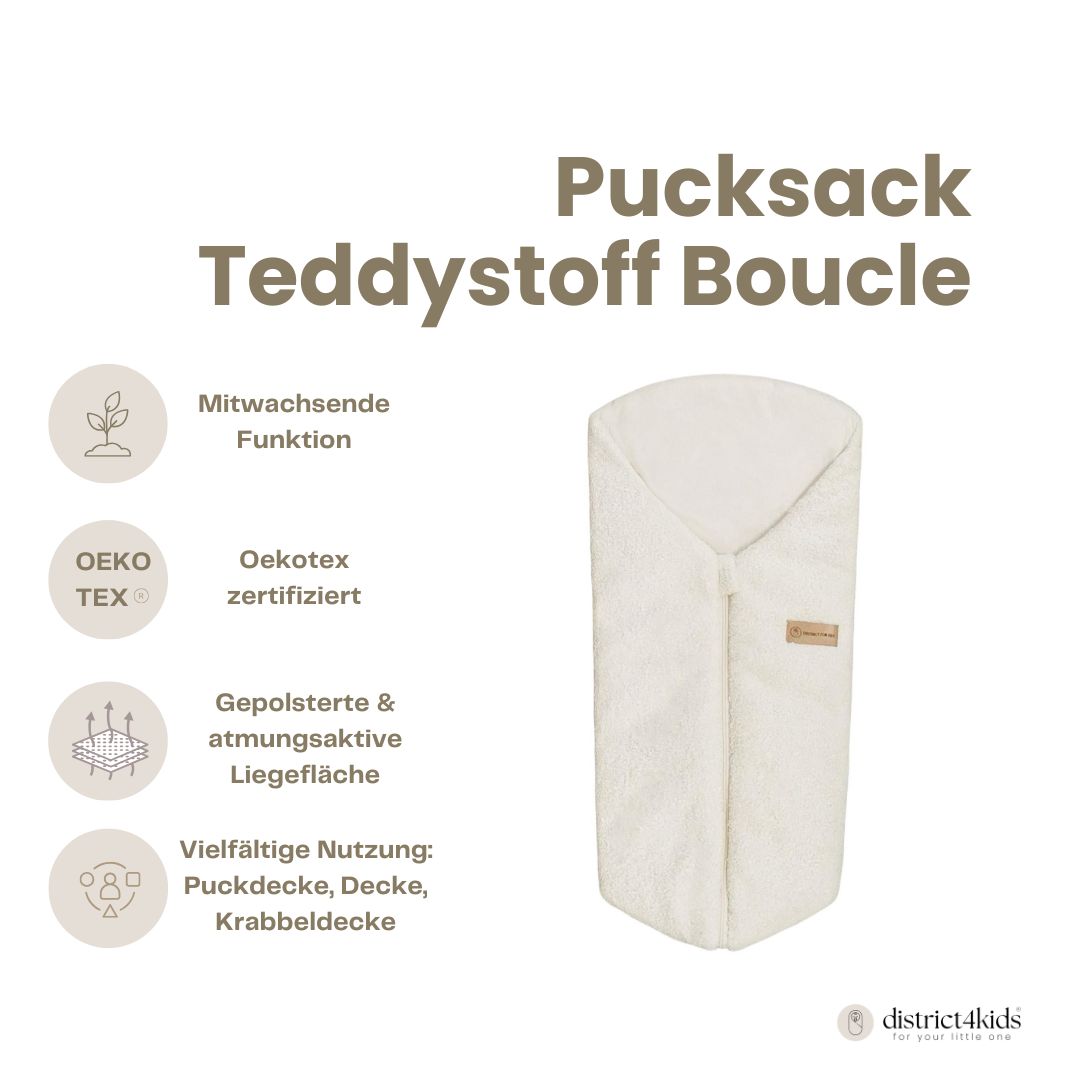 Pucksack Teddystoff Boucle mitwachsend - Nachhaltiger Babyschlafsack