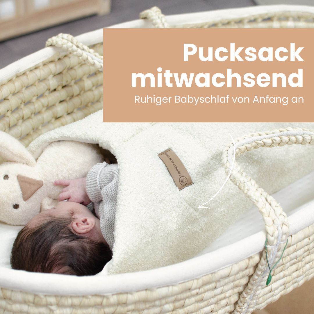 Pucksack Teddystoff Boucle mitwachsend - Nachhaltiger Babyschlafsack