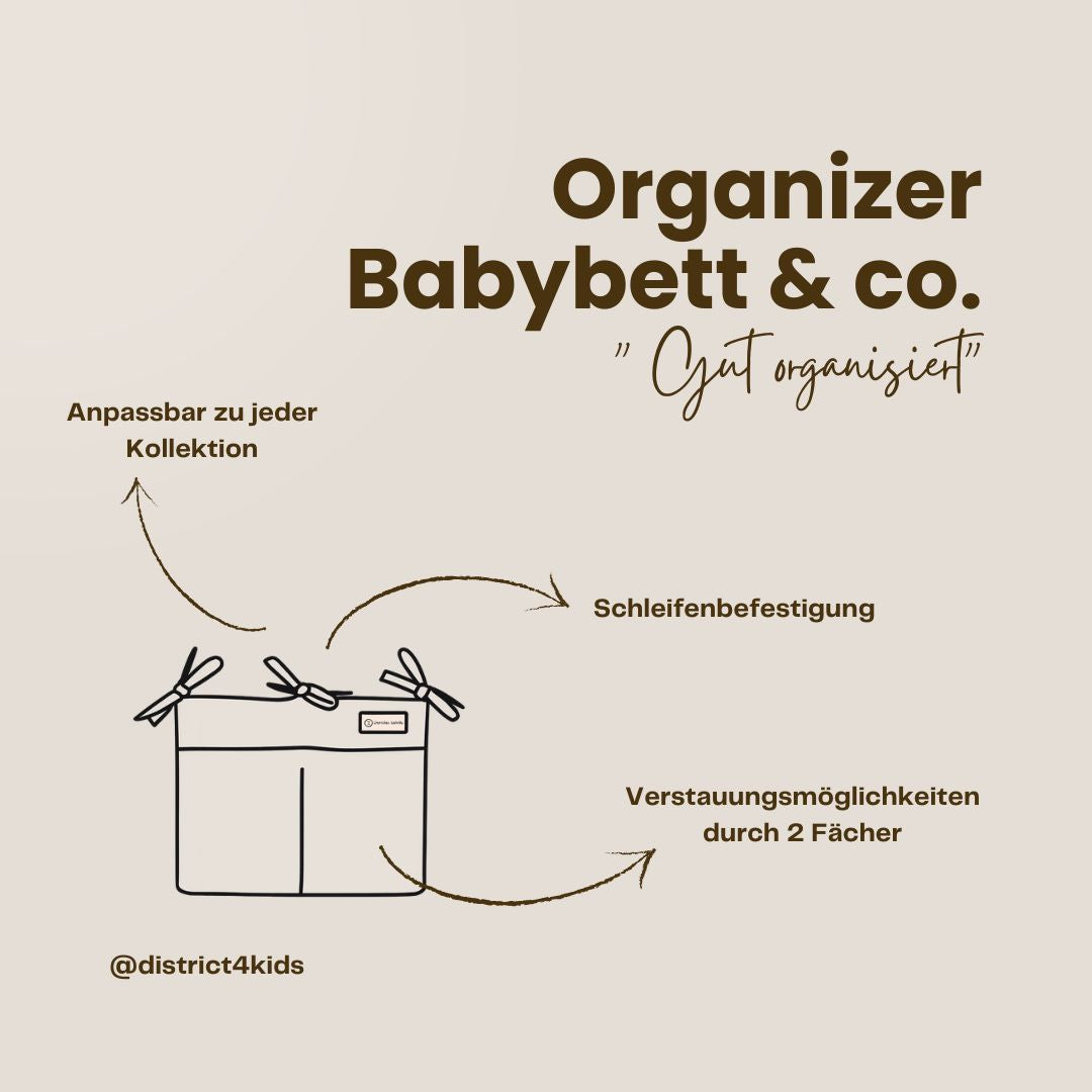 Babybett Organizer Teddystoff Boucle - Aufbewahrung fürs Babyzimmer