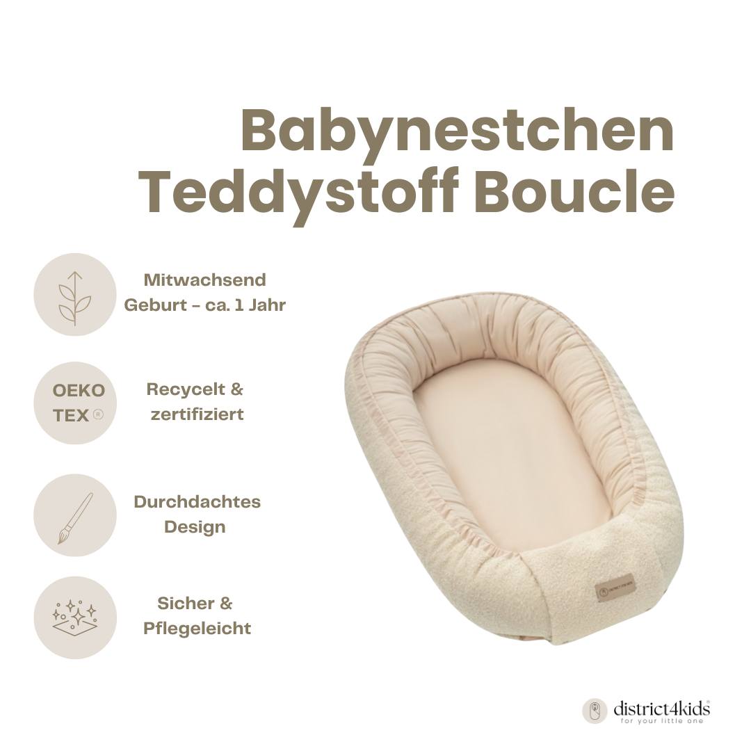 Babynestchen Teddystoff-Boucle – mitwachsender Baby-Kokon