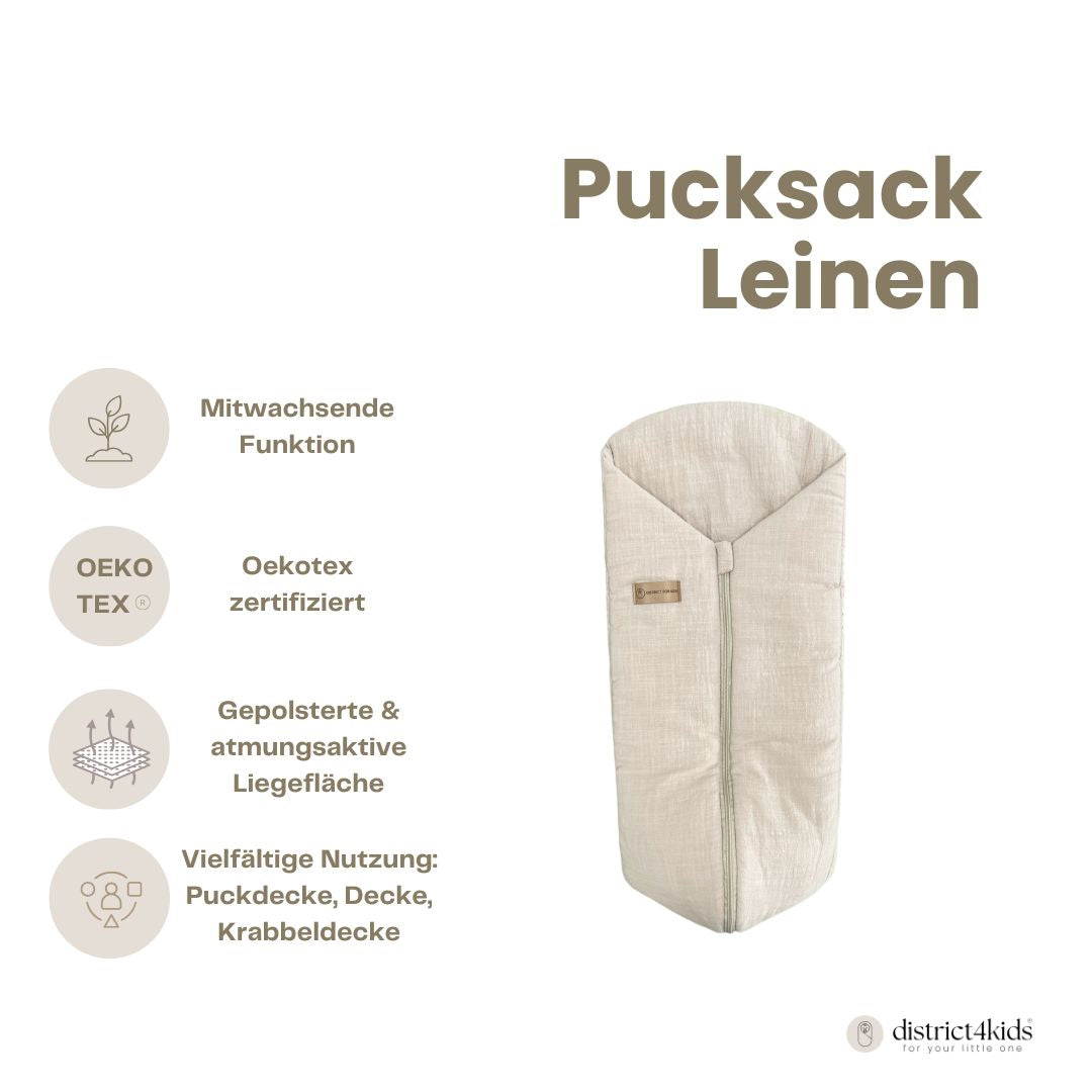 Pucksack Leinen mitwachsend - Atmungsaktiver Babyschlafsack