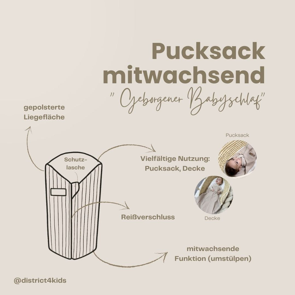 Pucksack Leinen mitwachsend - Atmungsaktiver Babyschlafsack