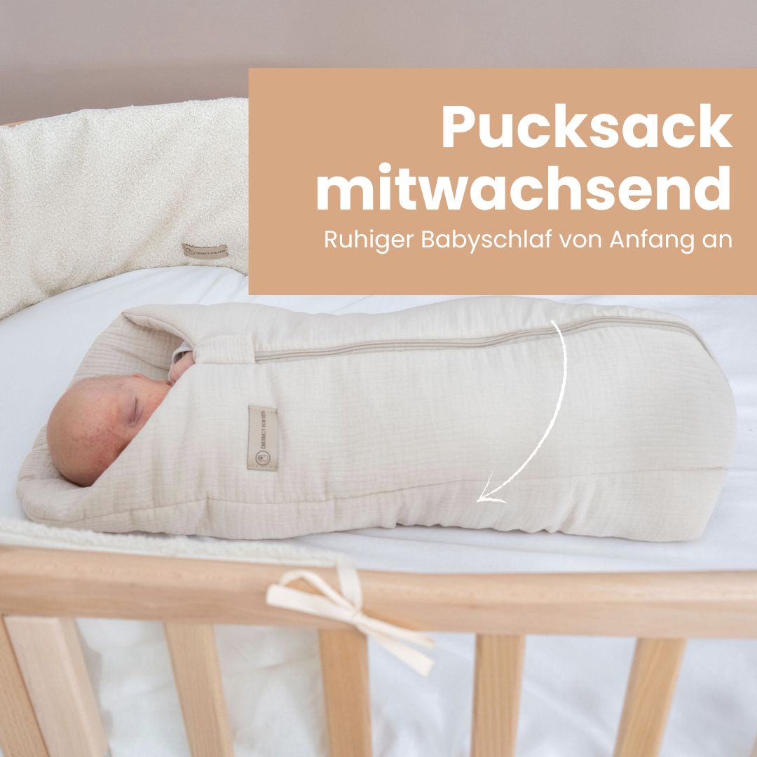 Pucksack Musselin mitwachsend - Ganzjahresschlafsack wärmend & atmungsaktiv