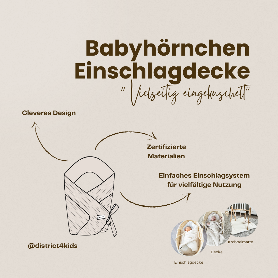 Babyhörnchen Musselin mit Schleife – Puckdecke & Einschlagdecke Muster Teddybär