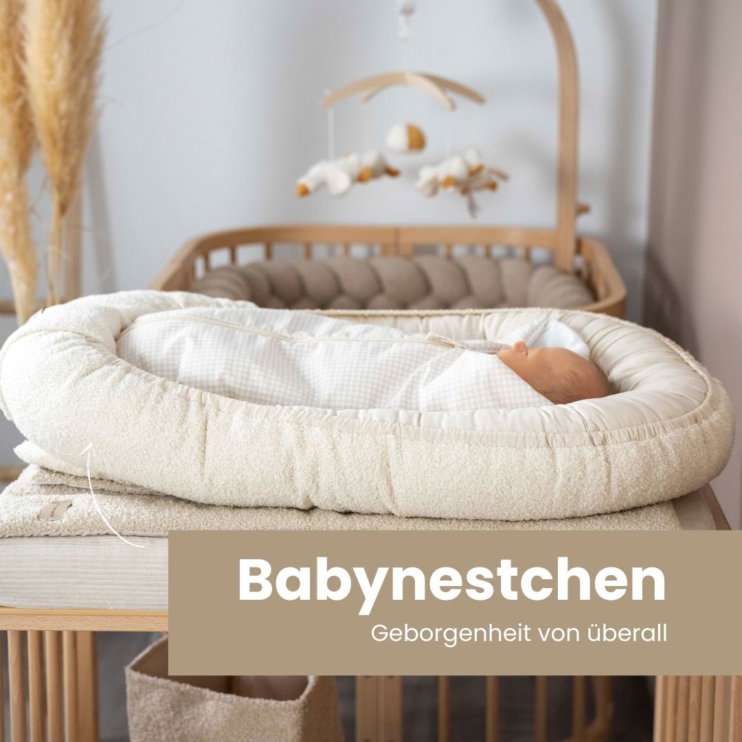 Babynestchen Teddystoff-Boucle – mitwachsender Baby-Kokon