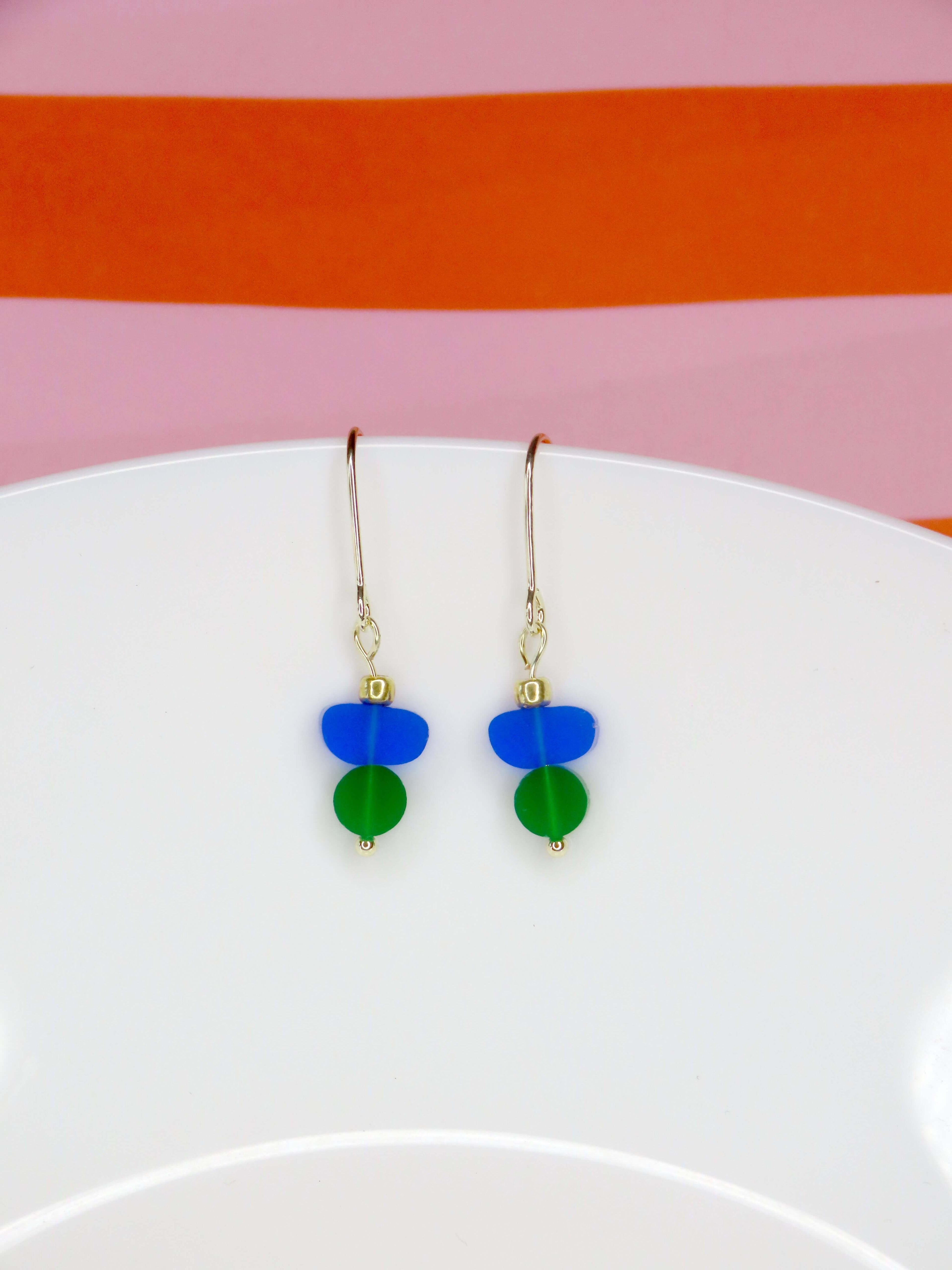 Color Treats Ohrringe blau grün mit gold filled Elementen