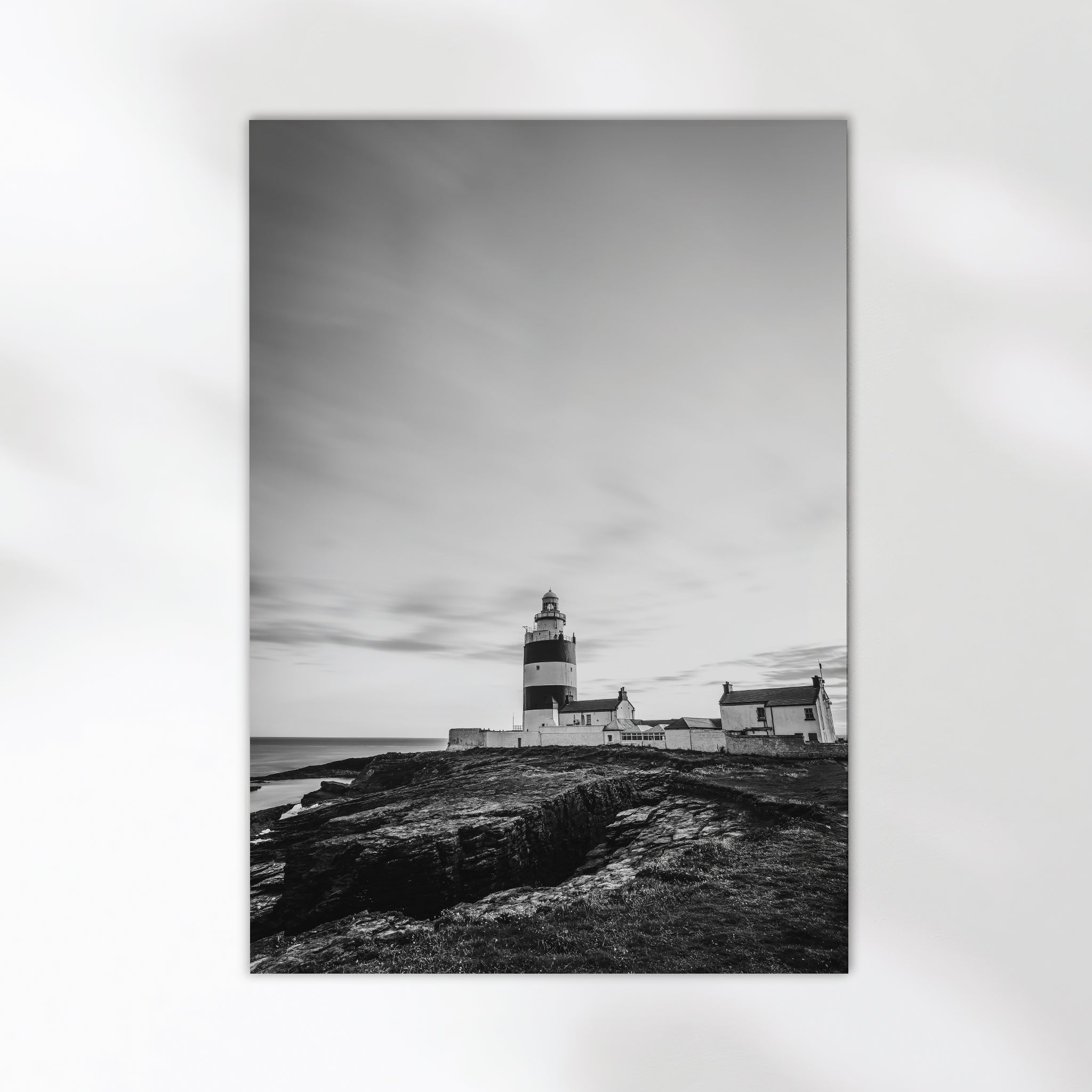 Hook Head Lighthouse Wall Art – Ireland Black & White Coastal Print