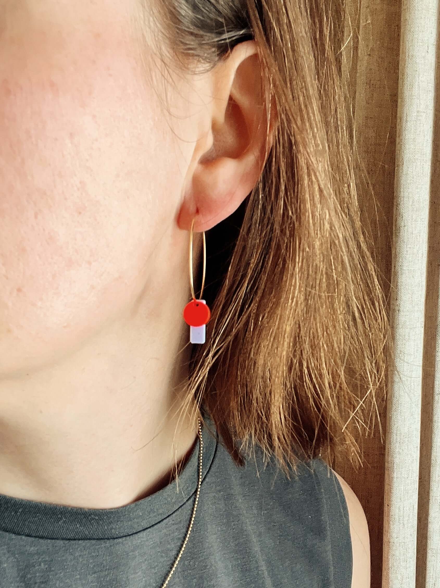 Dots mit Stick Hoops aus vergoldetem Edelstahl in avocado & flieder