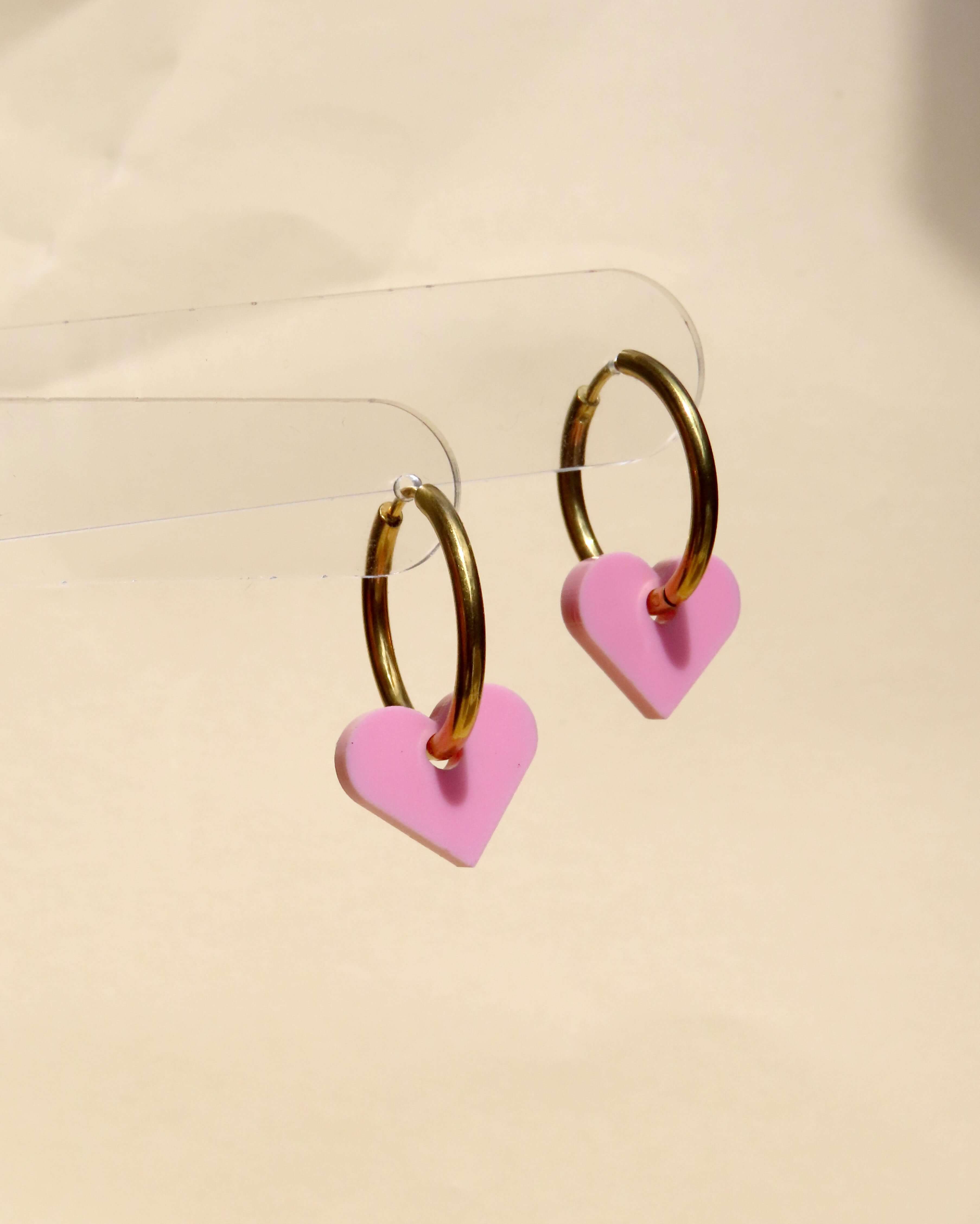 Dopamine Love Herz Creolen - rosa